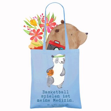 Mr. & Mrs. Panda Tragetasche Panda Basketball - Sky Blue - Geschenk, Einkaufstasche, Basketball Ve (1-tlg), Design-Highlight