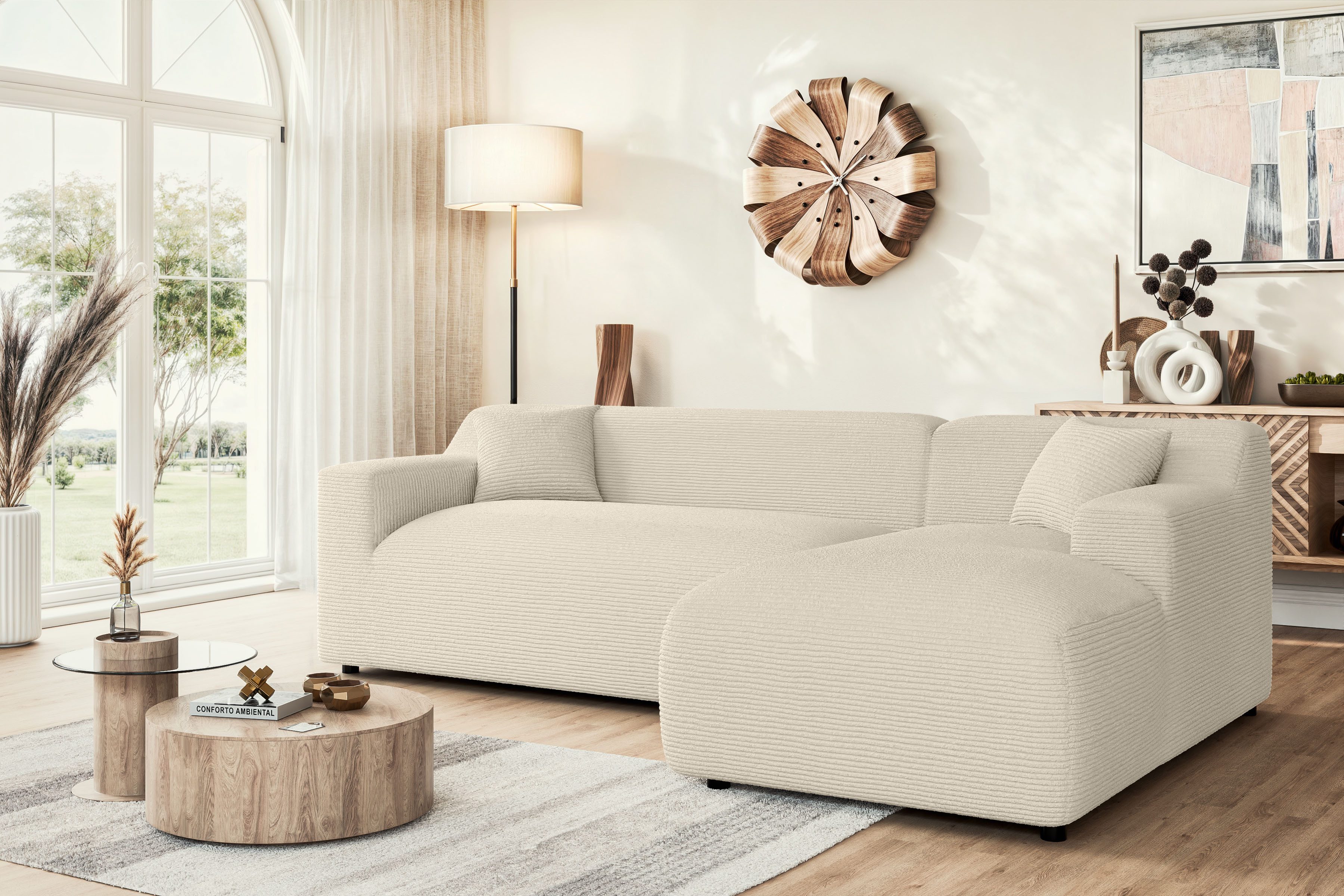 Ecksofa LILLIANA Designsofa, L-Form mit Recamiere rechts/links bestellbar