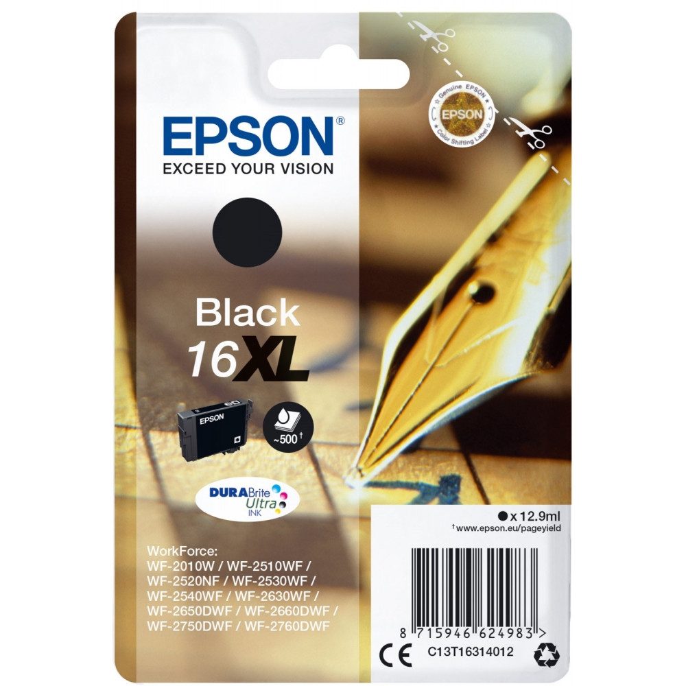 Epson Epson 16XL DURABrite Ultra Tintenpatrone schwarz - Tintenpatrone Tintenpatrone (Wisch- und wasserfest)