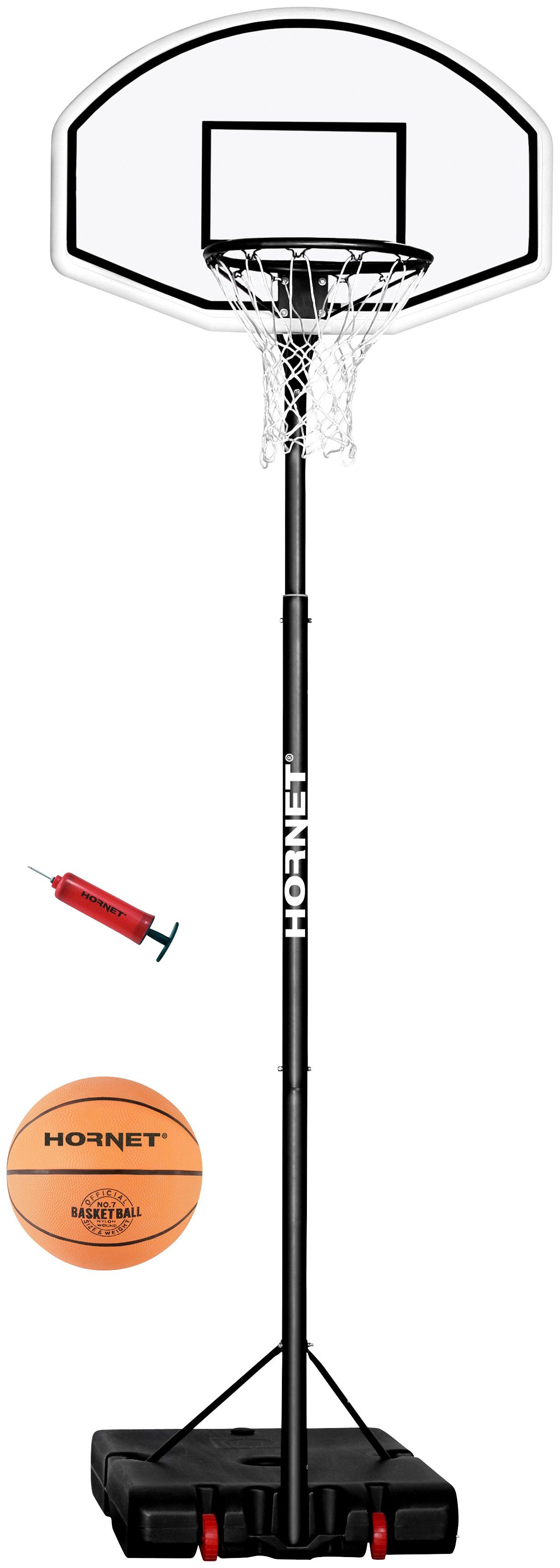 Hornet by Hudora Basketballständer Hornet 305 (Set, 3-St., Basketballständer mit Ball und Pumpe), mobil, höhenverstellbar bis 305 cm