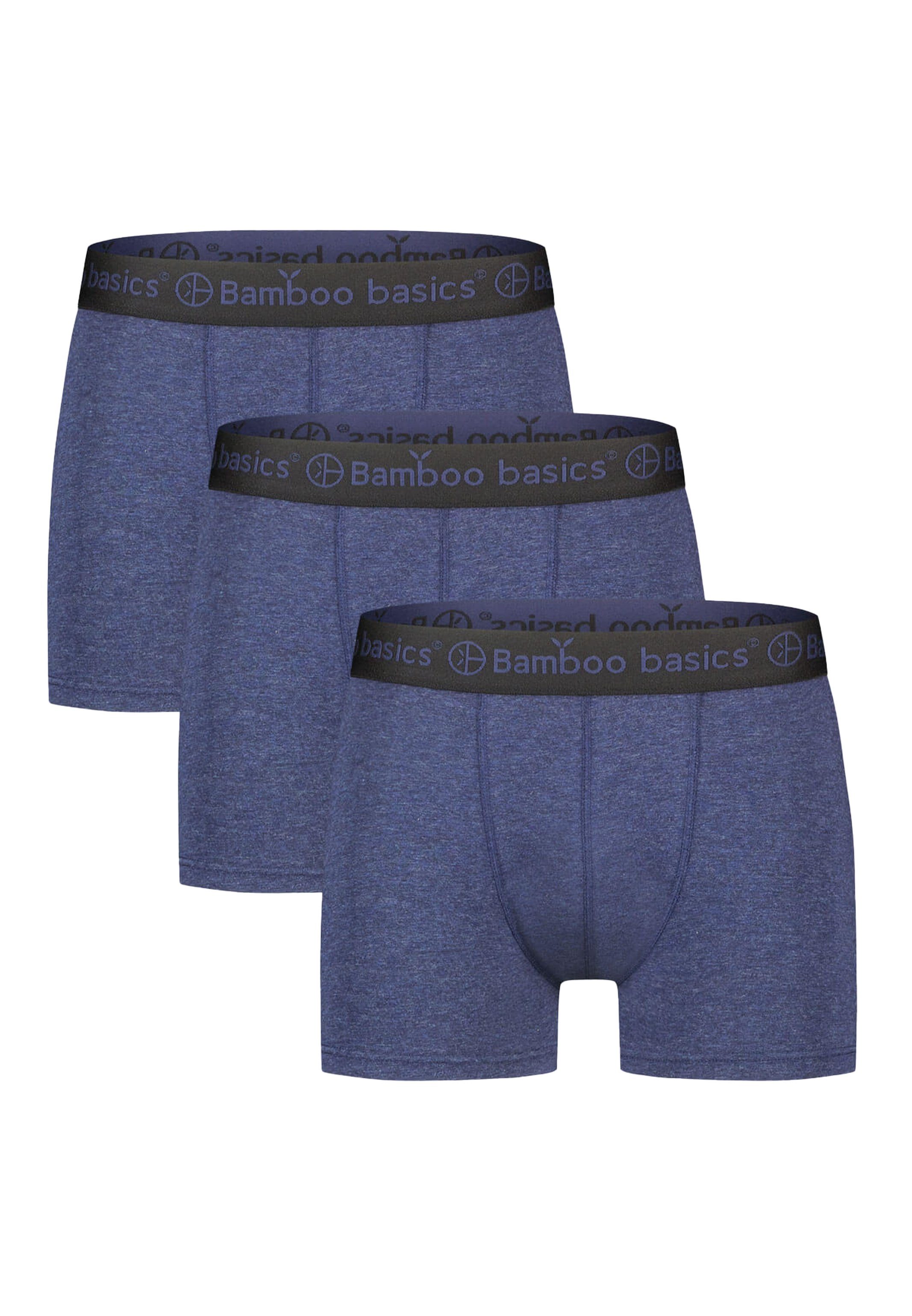 Bamboo basics Retro Boxer 3er Pack Liam (Spar-Set, 3-St) Retro Short / Pant - Ohne Eingriff - Weiches Material mit Viskose Blau