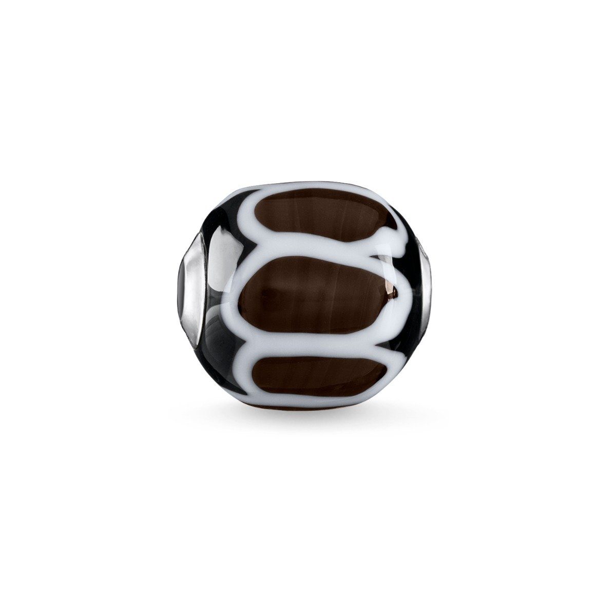 Bead K0250-017-2 Karma Bead Glas Schwarz Weiß Sterling-Silber