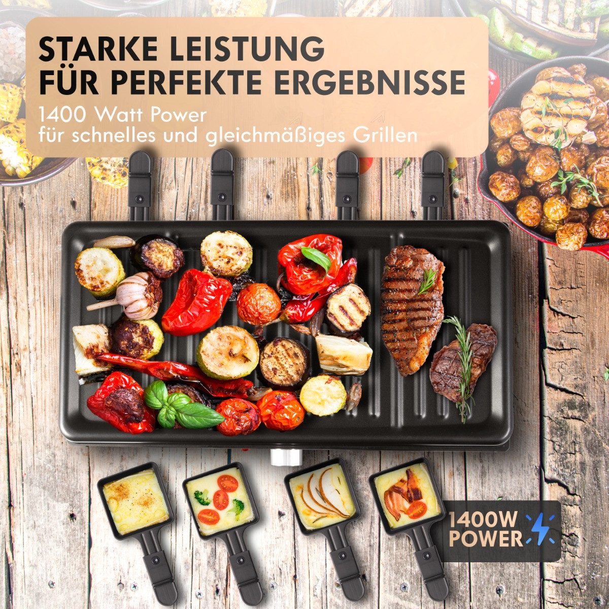 CLATRONIC Raclette RG 3757, für 8 Personen, Cool Touch-Gehäuse