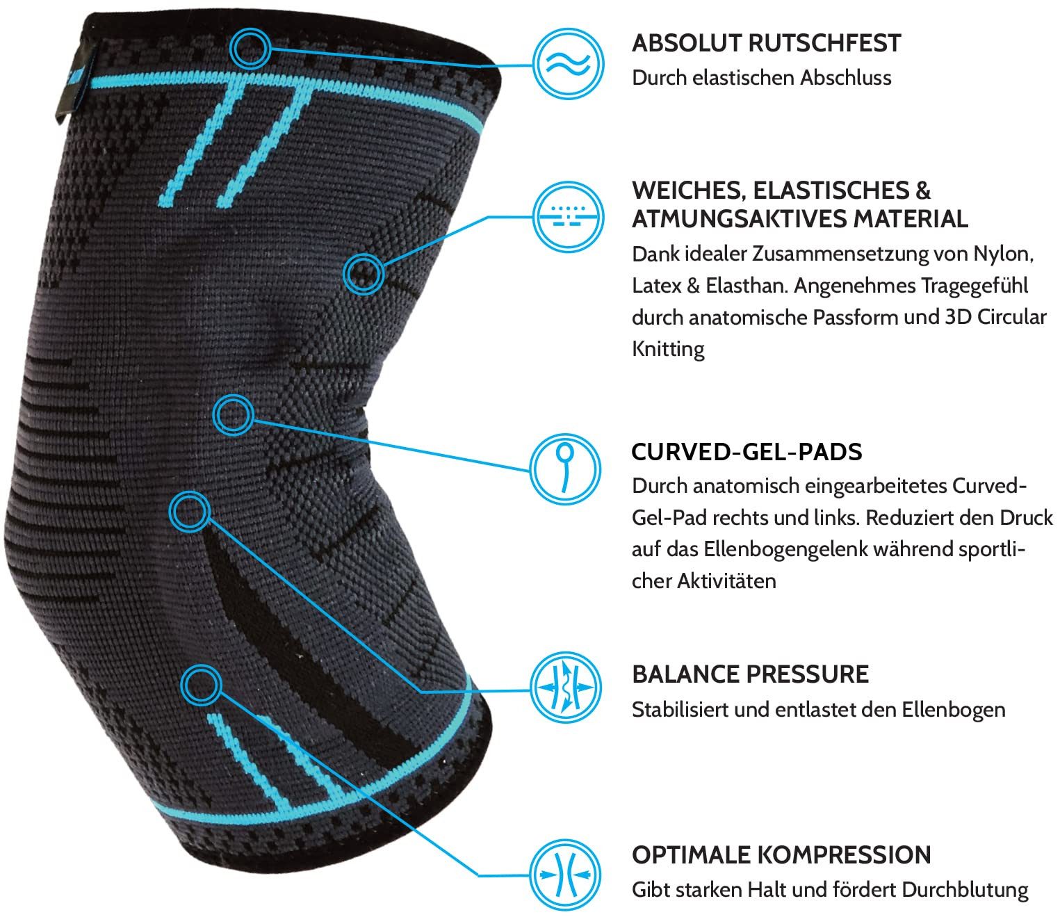 AGILE NOW Ellenbogenbandage Ellenbogenbandagen (Hochwertige Ellenbogenbandage Tennisarm, Ellenbogen Bandage), Atmungsaktiv & Rutschfest