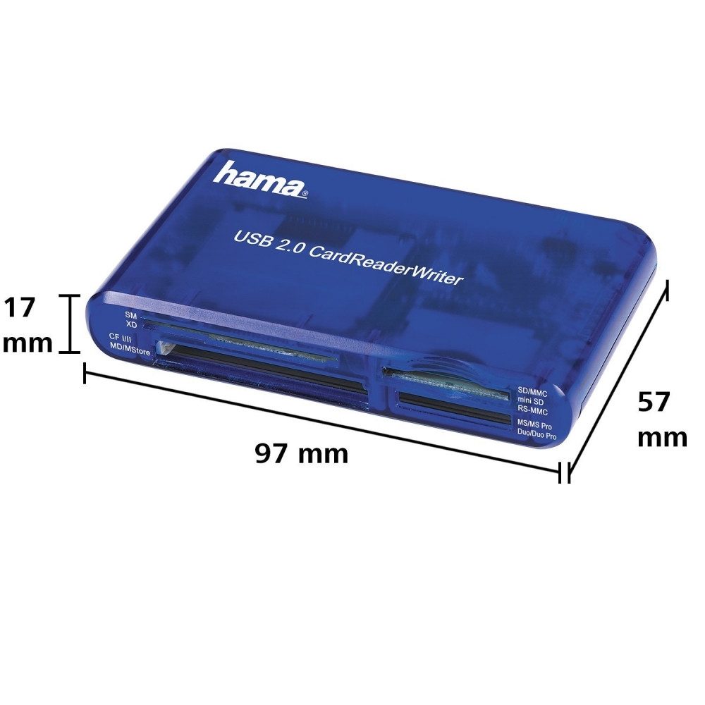 Hama Hama 55348 Kartenleser 35in1, USB 2.0, Blau. Adapter USB 2.0 zu Speicherkartenleser--adapter