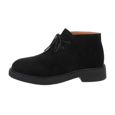 Ital-Design Herren Schnürschuhe Freizeit Stiefelette Blockabsatz Boots in Schwarz