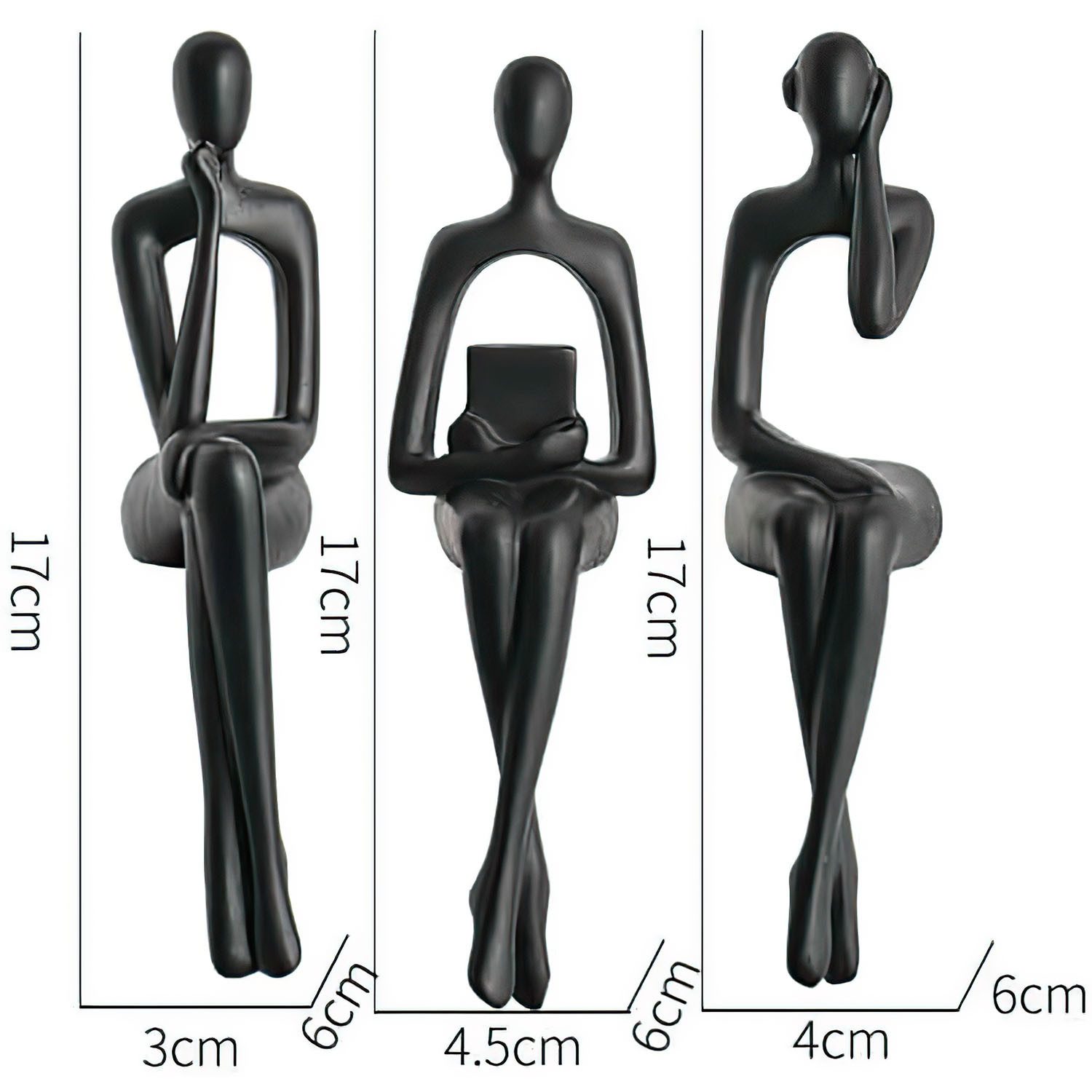 SURFOU Dekofigur 3 Stück Denker Statue Decorations für Wohnzimmer Regal Dekor Akzente (Bürodekoration Tischdekoration Bücherregal Esstisch und Büro), Akzente Mo – Bild 5 von 5