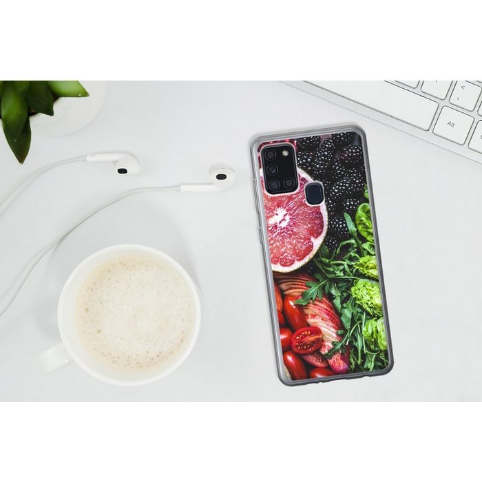 MuchoWow Handyhülle Gemüse - Obst - Farben Handyhülle Samsung Galaxy A21s Smartphone-Bumper Print Handy