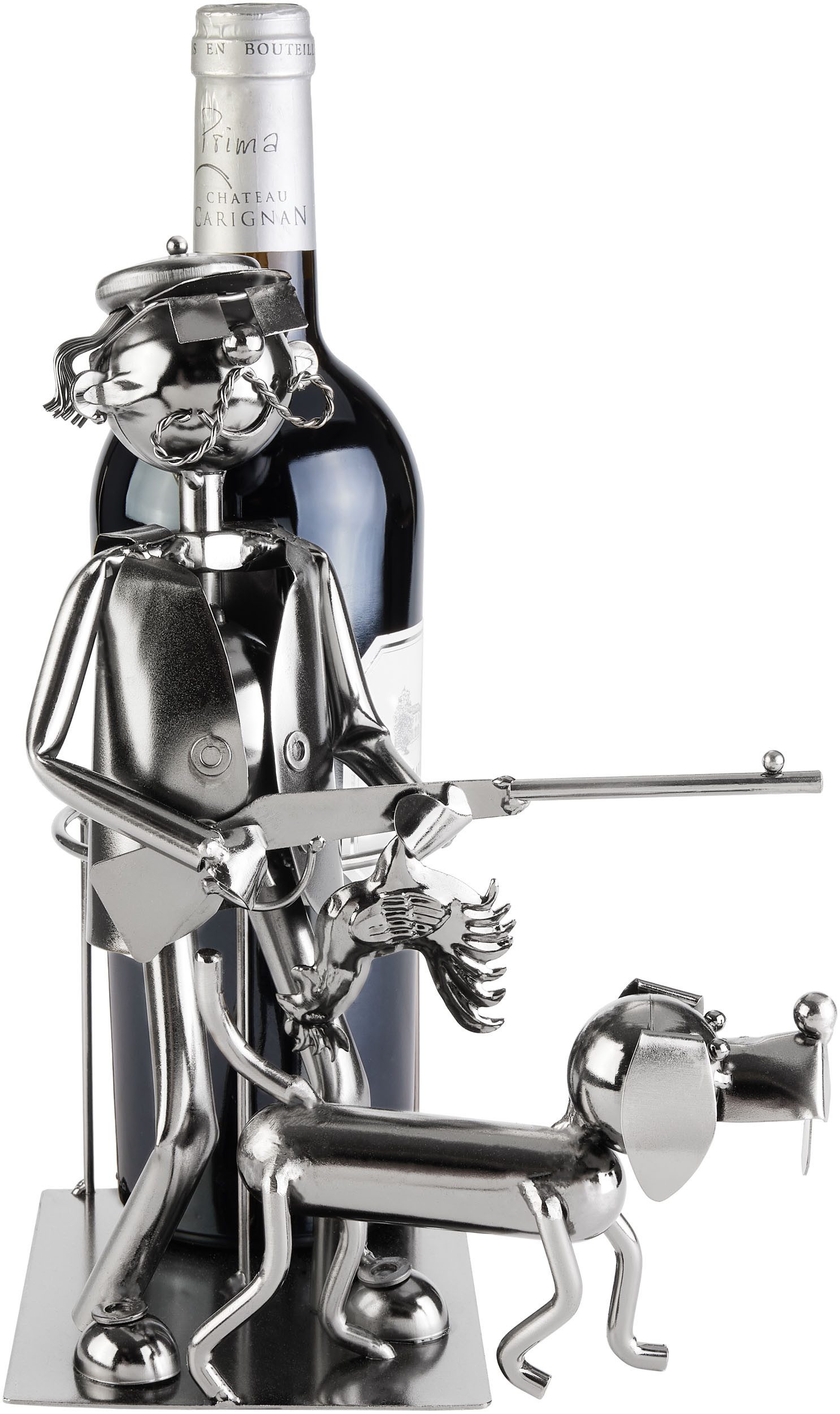 BRUBAKER Weinflaschenhalter Jäger mit Jagdhund - Flaschenhalter aus Metall günstig online kaufen