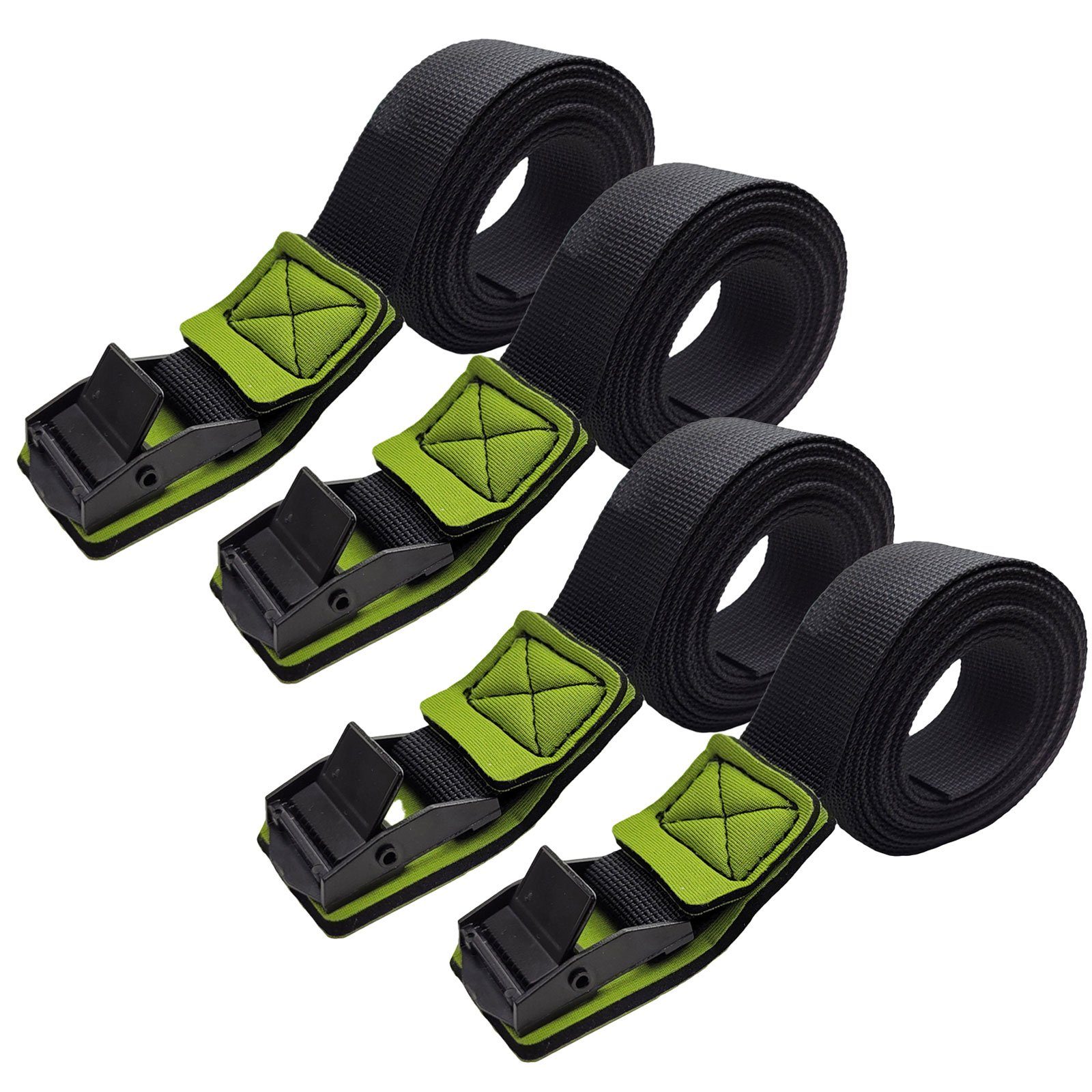 TRUTZHOLM Spanngurt 4x Zurrgurt mit Klemmschloss 1 tlg. 2m 270 kg 25mm Neopren-Polsterung (4er Set) reißfest,robust,zur Gepäcksicherung Fahrrad