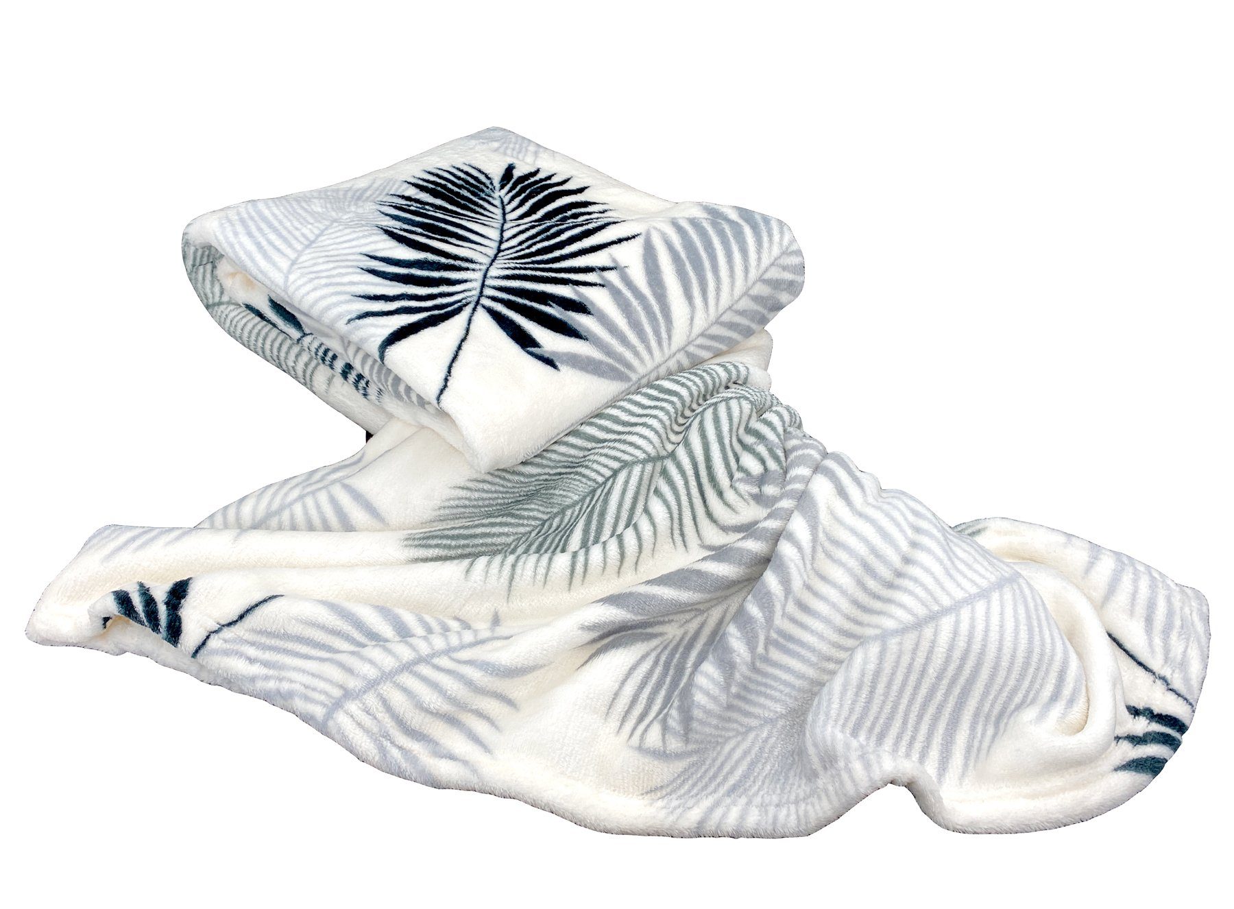 Wohndecke Kuscheldecke Palmblätter Soft Flanell Sofadecke, günstig online kaufen