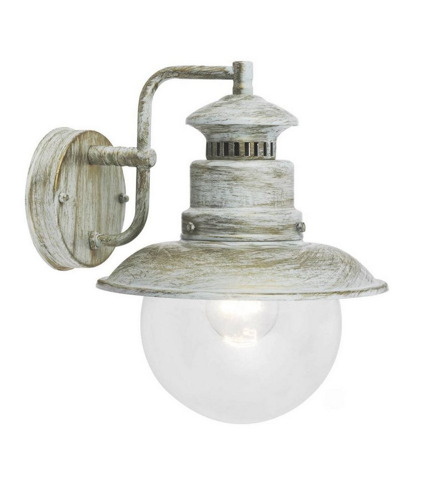 Brilliant LED Außen-Wandleuchte Artu, Lampe Artu Außenwandleuchte hängend  weiß-goldfarbig 1x A60, E27, 60W, IP-Schutzart: 44 - spritzwassergeschützt