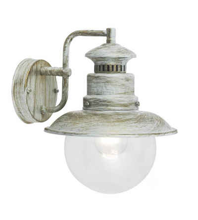 Brilliant LED Außen-Wandleuchte Artu, Lampe Artu Außenwandleuchte hängend weiß-goldfarbig 1x A60, E27, 60W