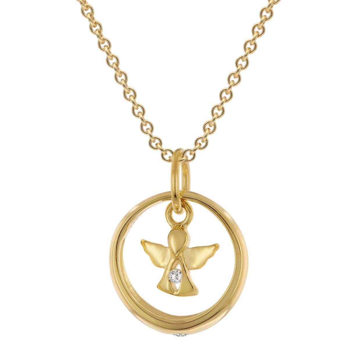 trendor Kette mit Anhänger 28210, Taufring Mit Engel Gold 333 / 8K An Vergoldeter Silberkette