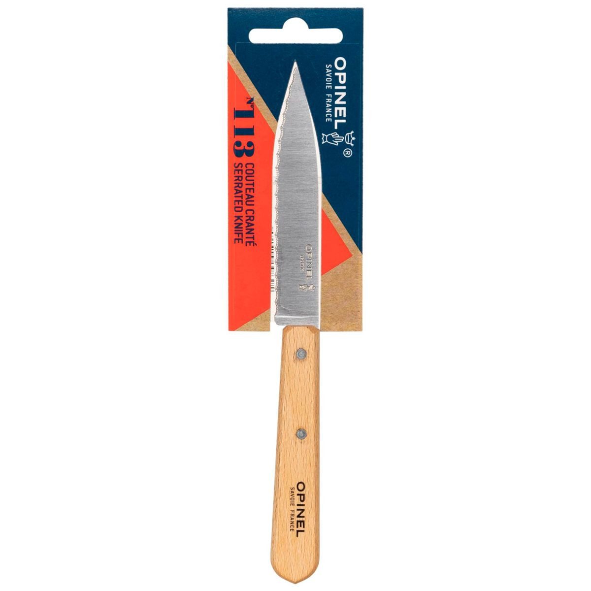 Opinel Zubereitungsmesser Küchenmesser No. 113 Messer mit Wellenschliff
