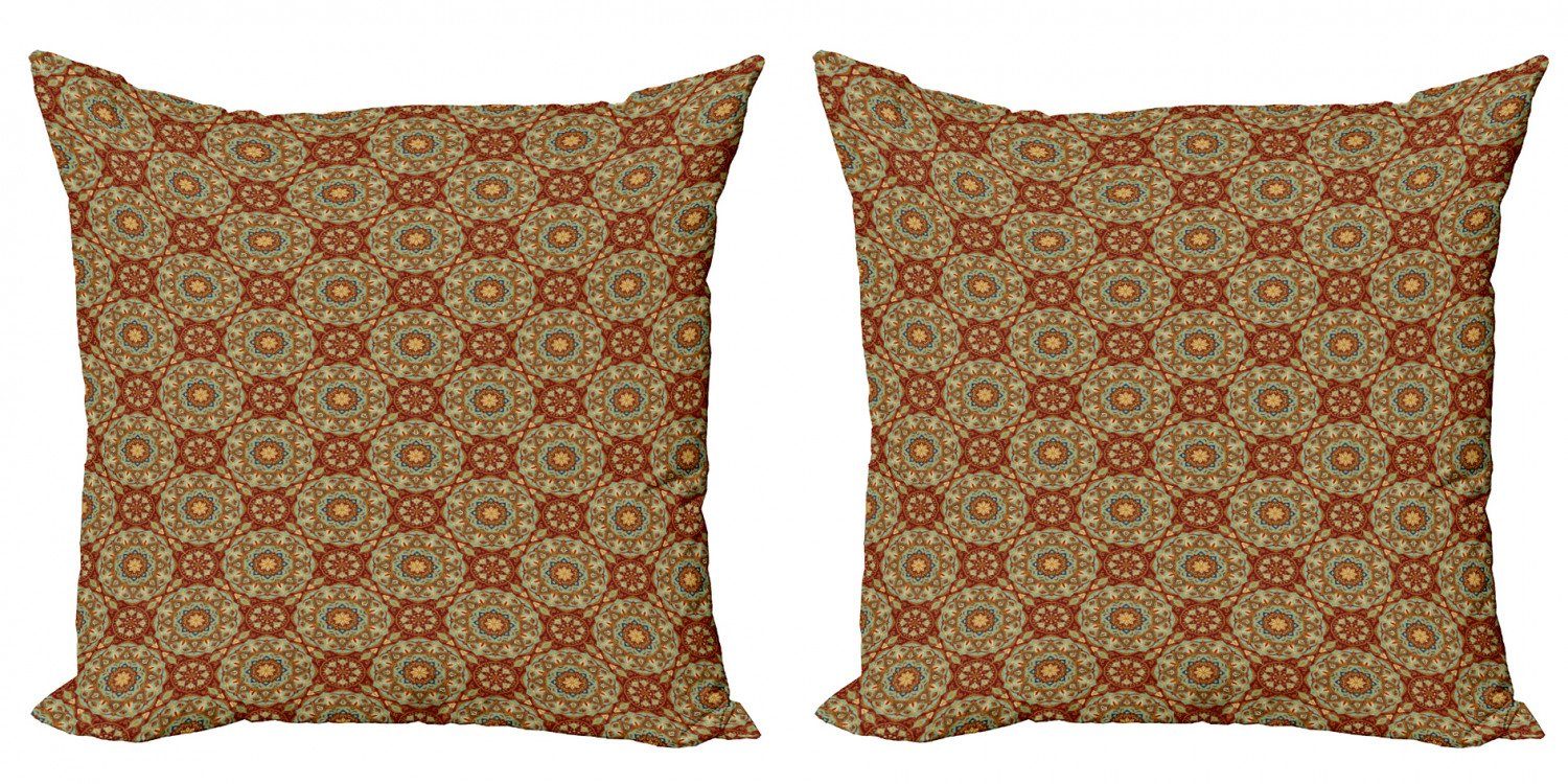 Kissenbezüge Modern Accent Doppelseitiger Digitaldruck, Abakuhaus (2 Stück), Mandala Mittelalterliches Mosaik-Entwurf
