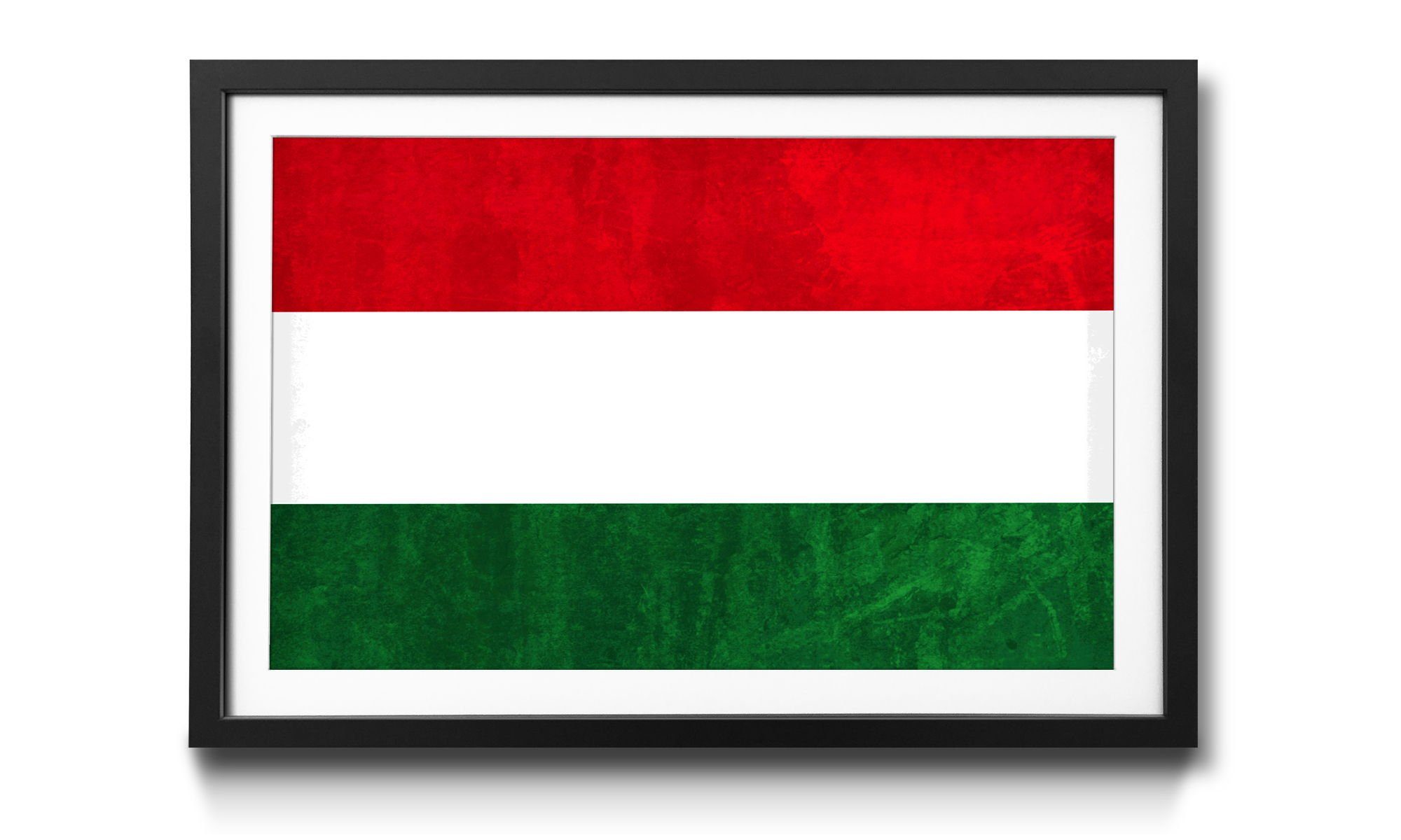 WandbilderXXL Bild mit Rahmen Ungarn, Flagge, Wandbild, in 4 Größen erhältlich | Bilder