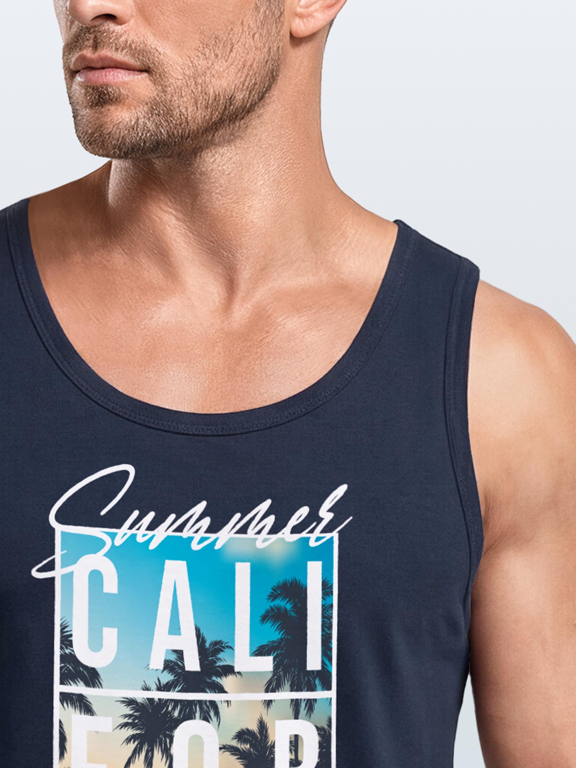 Neverless Tanktop Herren Tank-Top Summer California Holidays Sommer Palmen Foto Print mit Print