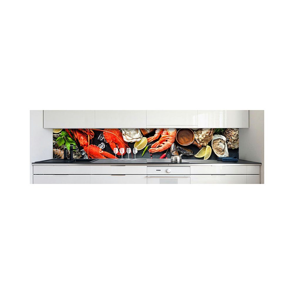 DRUCK-EXPERT Küchenrückwand Küchenrückwand selbstklebend Seafood Hart-PVC Premium 0,4 mm