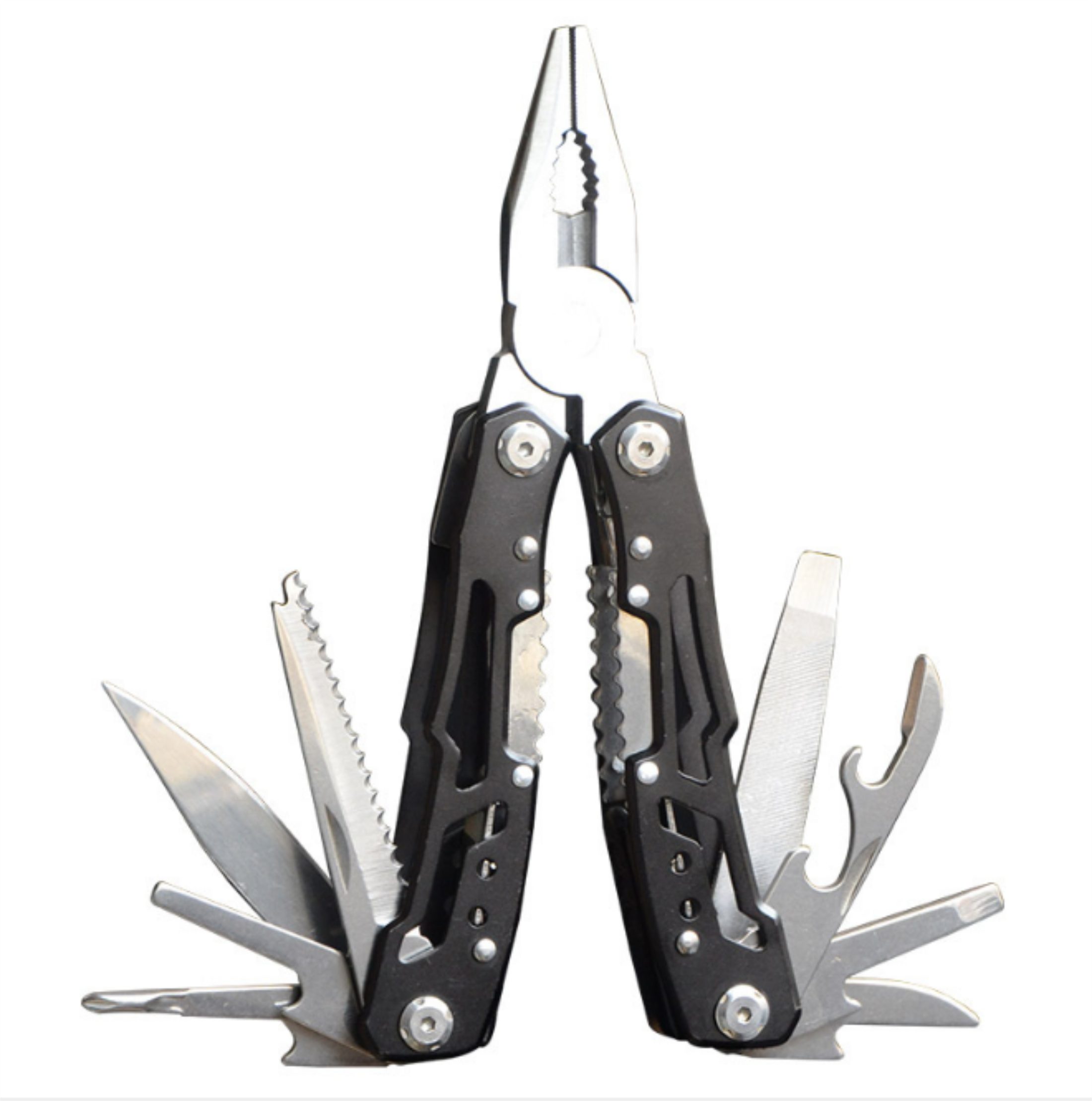 ibettertec Multitool Multifunktionales Edelstahl-Multitool, Klappzange, Säge, Messer, (Outdoor-Werkzeug, 160 mm, schwarz)