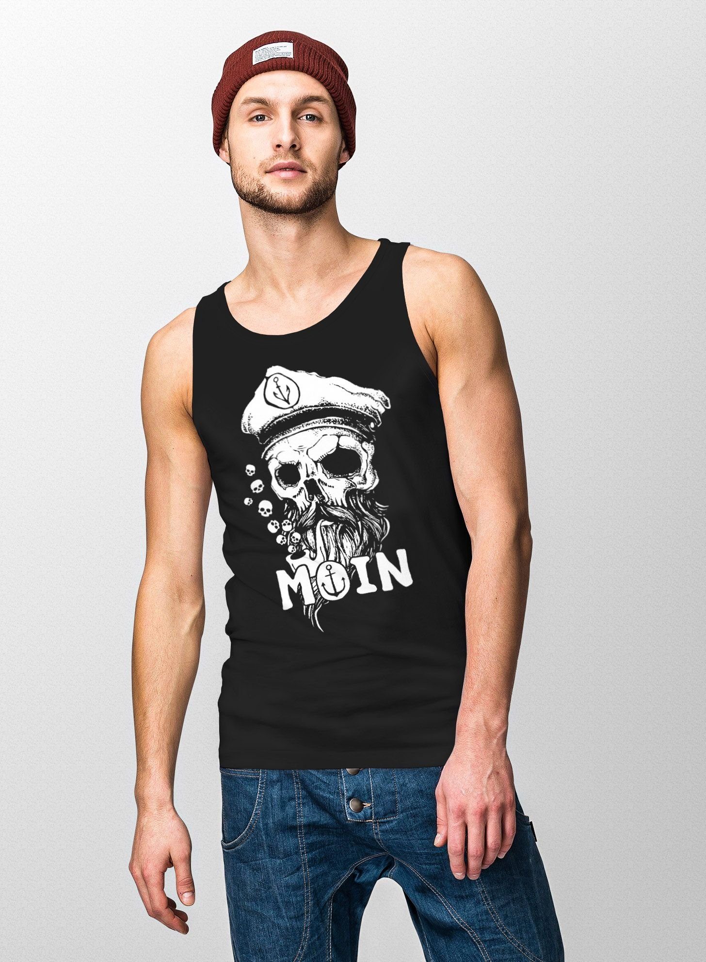 Neverless Herren Tanktop Indian Skull – Körperbetontes Muskelshirt Aus Baumwolle