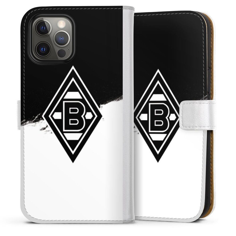 DeinDesign Handyhülle Borussia Mönchengladbach Gladbach Borussia Scratch  Schwarz-Weiss, Apple iPhone 12 Pro Max Hülle Handy Flip Case Wallet Cover