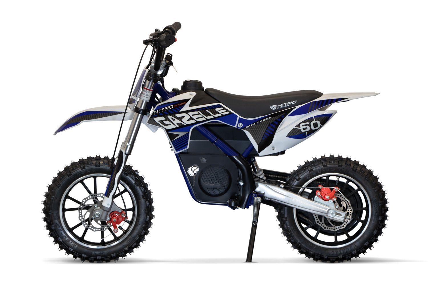 mini 550W 10" Kinder Dirtbike Gazelle Elektro-Kindermotorrad Nitro Dirtbike Eco Motors Pocketbike Blau