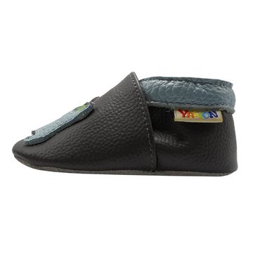 Yalion Weiche Leder Krabbelschuhe Lauflernschuhe Hausschuhe Grau Krabbelschuh