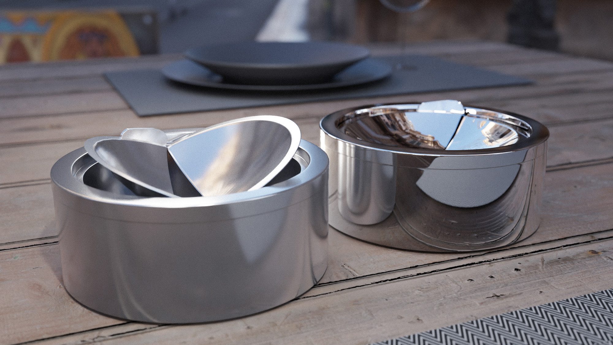 Mojawo Aschenbecher 12 Stück Tisch Aschenbecher Sturmaschenbecher Metall Silber mit Deckel