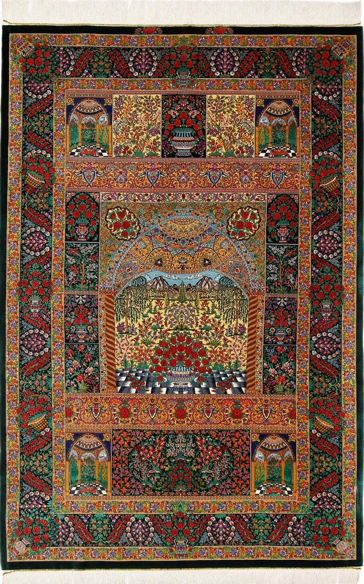 Seidenteppich Ghom Seide Mirzai 132x201 Handgeknüpfter Orientteppich, Nain Trading, rechteckig, Höhe: 3 mm