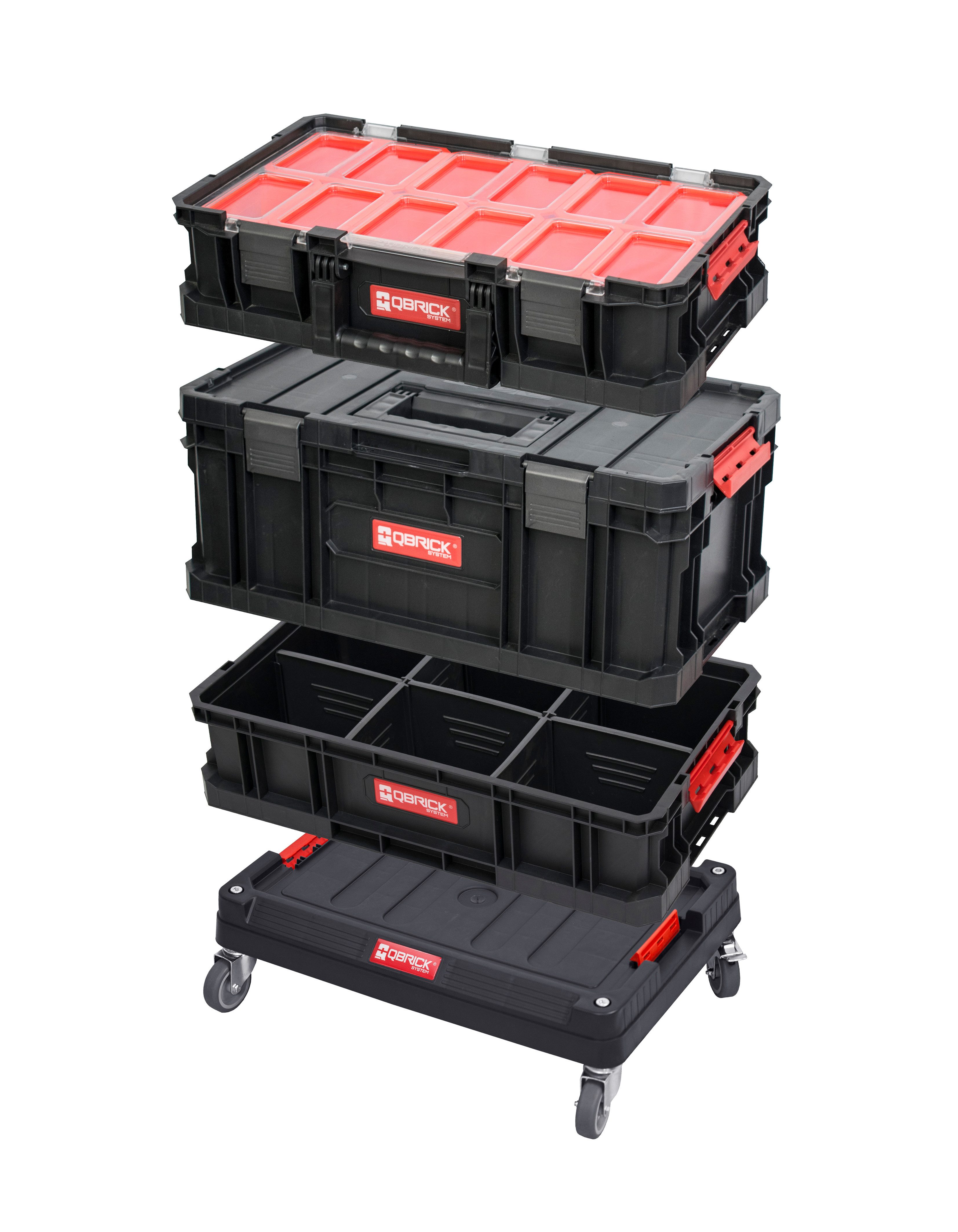 Kreher Werkstattwagen Q-Brick mobiler Alleskönner in verschiedenen Ausführungen (wählbar), Set 2, Robust, Bruchsicher, Rollbar, Erweiterbar, Einfache Bedienung
