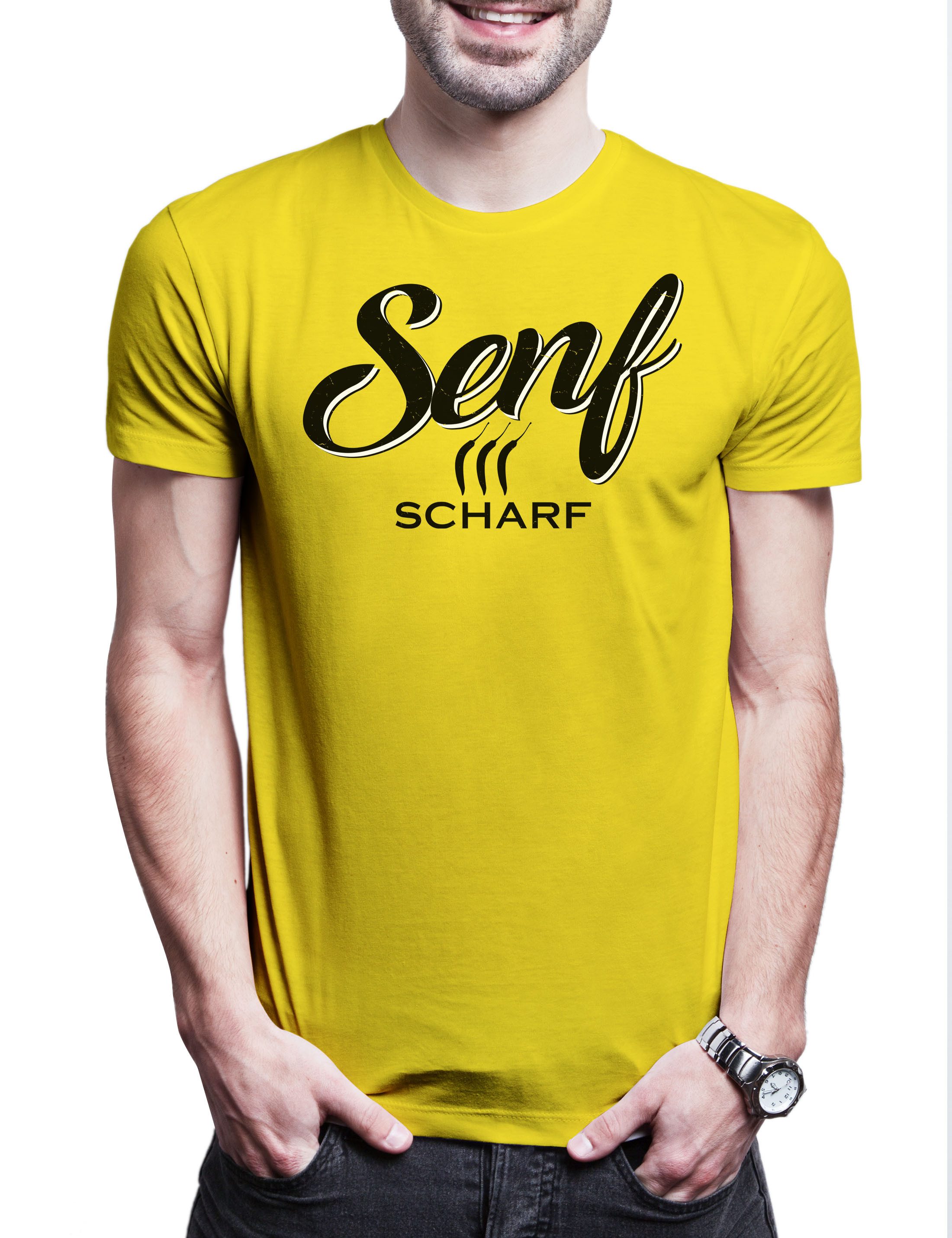 Print-Shirt Senf A2 Herren T-Shirt Mustard Ketchup Kostüm Fasching Karneval
