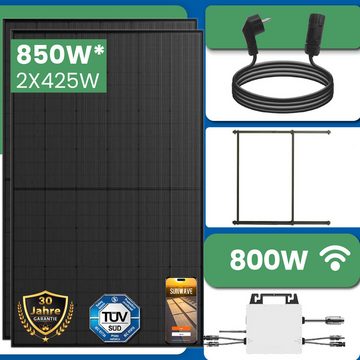 EPP.Solar Solarmodul 850W Balkonkraftwerk integriertem WiFi Wechselrichter mit Halterung, 850W Komplettset inkl. Montage Plug-and-Play-Einrichtung