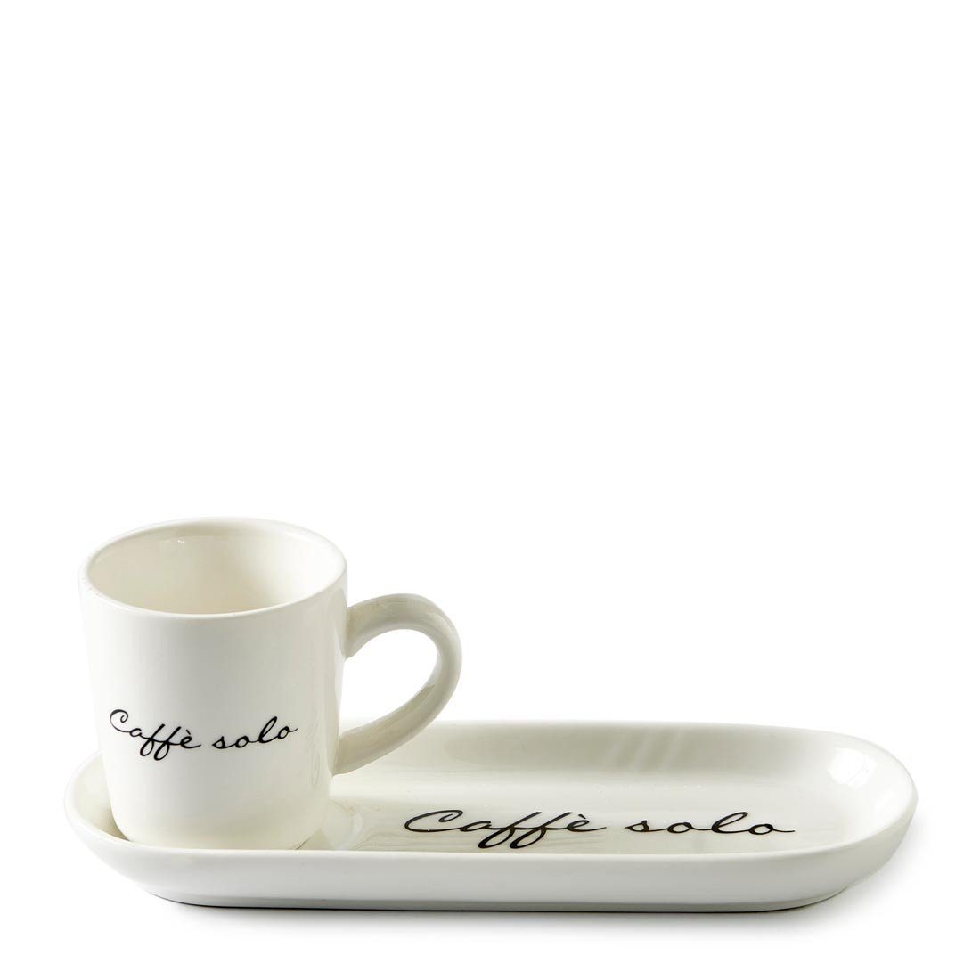 Rivièra Maison Espressotasse Caffè Solo off white ink. Untertasse, Porzellan