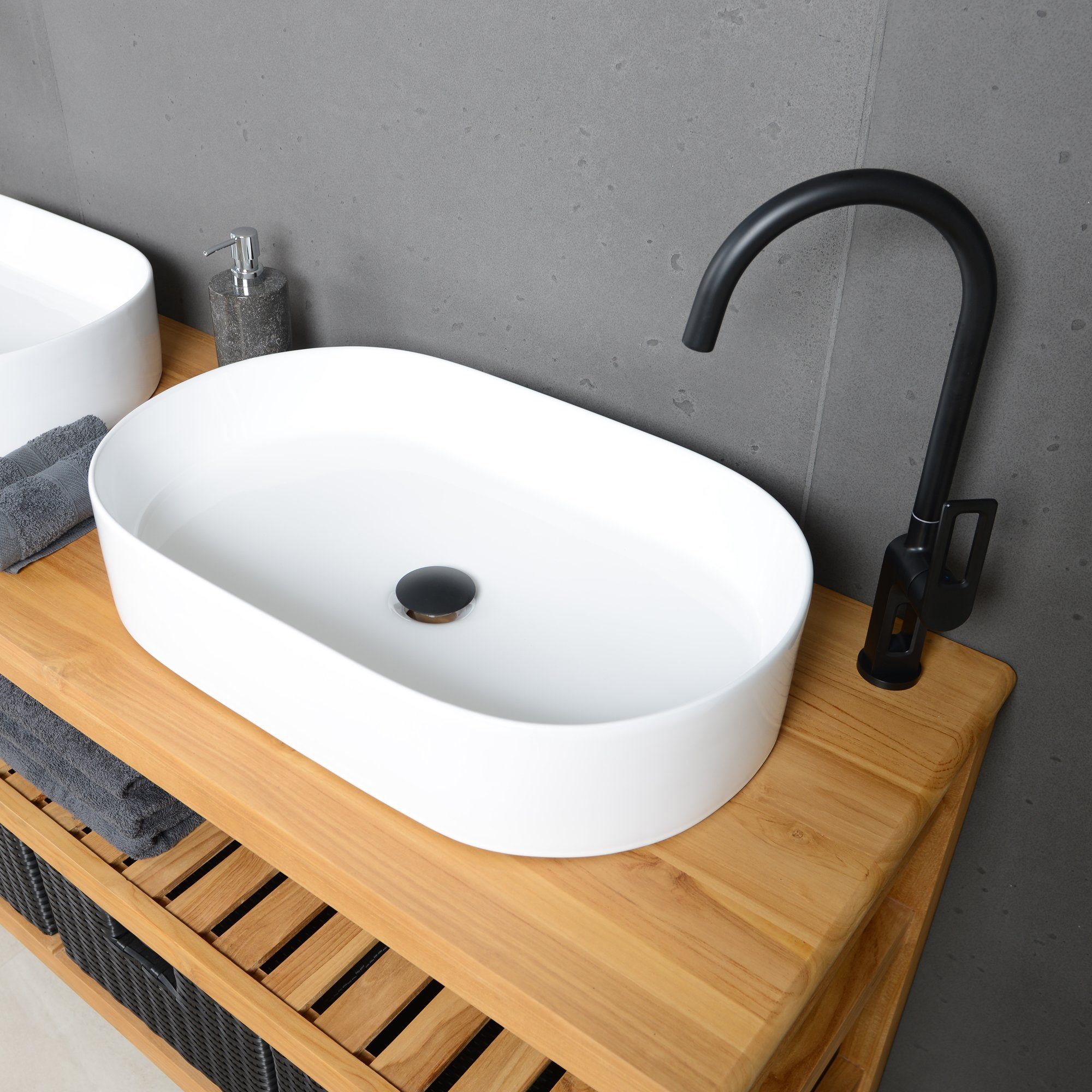 wohnfreuden Aufsatzwaschbecken Keramik Aufsatzwaschbecken 60 cm günstig online kaufen