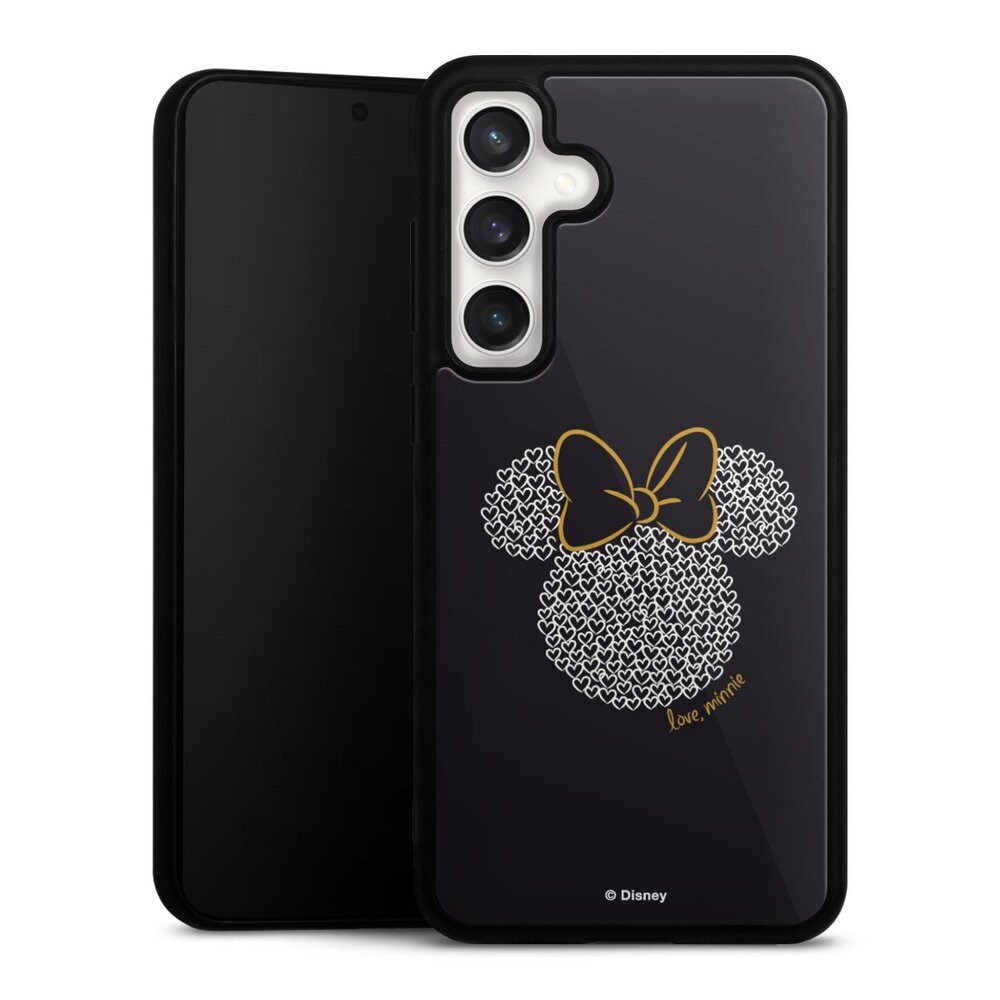 DeinDesign Handyhülle Minnie Mouse Disney Muster Minnie Black and White, Samsung Galaxy S24 FE 5G Gallery Case Glas Hülle