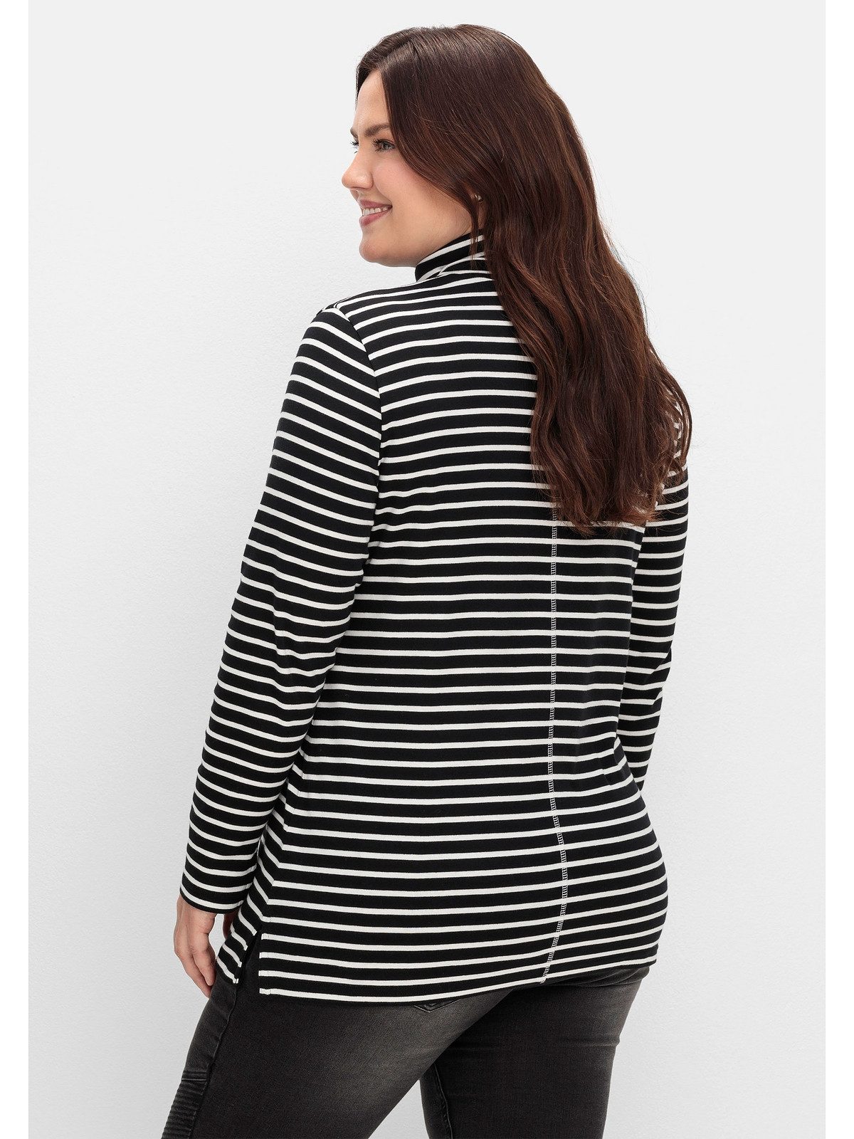 Sheego Rollkragenshirt Große Größen in Rippqualität