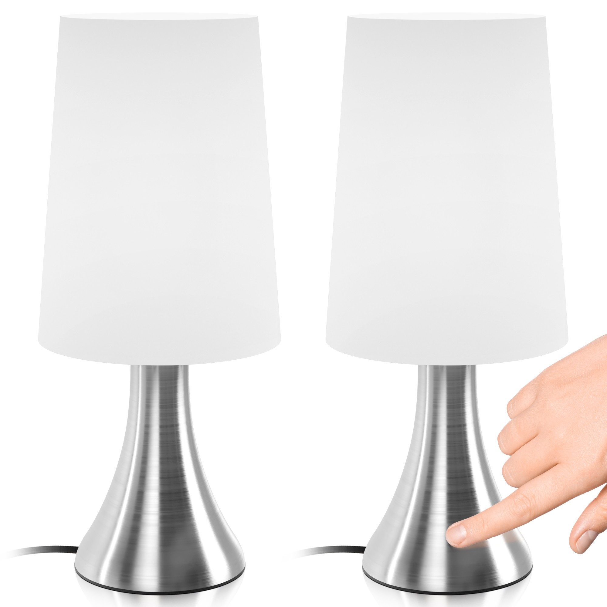 Jago Tischlampe Mit Dimmer Touch – 2er Set, Nachttischleuchte Mit 3 Helligkeitsstufen, E14-Fassung