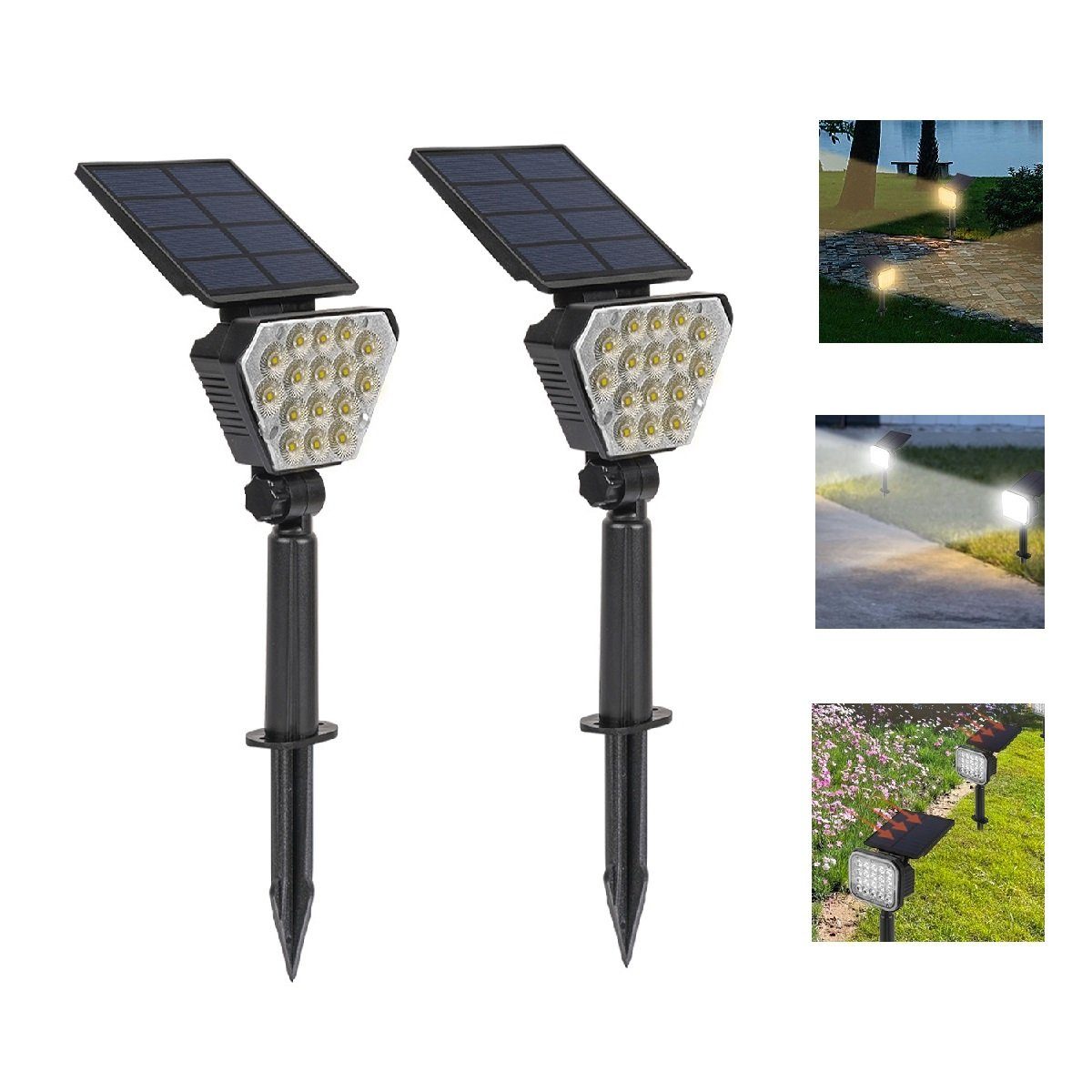 2 Stück Wasserdicht Lampenperlen Solarleuchte Gartenleuchte Gartenleuchten DOPWii Außen,16
