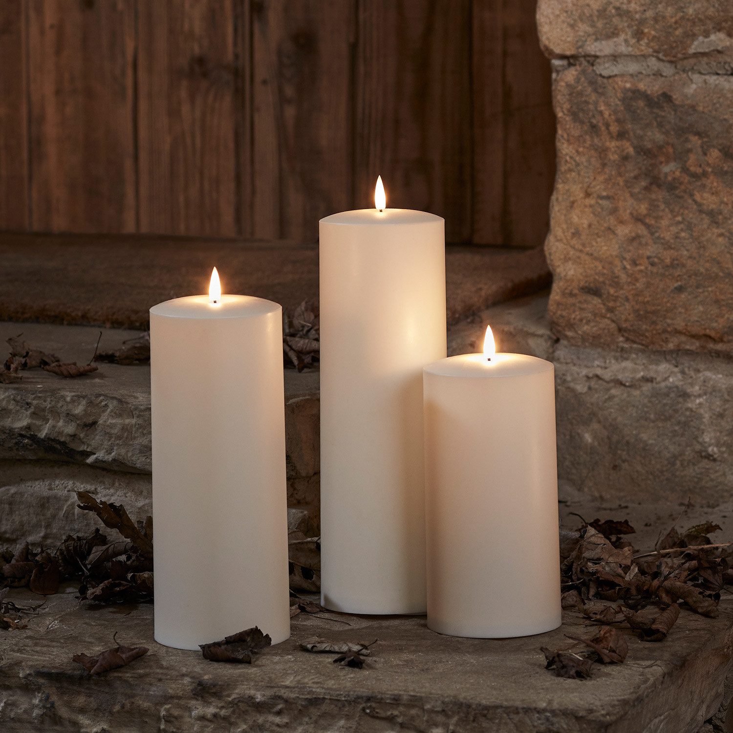 Lights4fun LED-Kerze Großes TruGlow® LED Outdoor Kerzen Trio