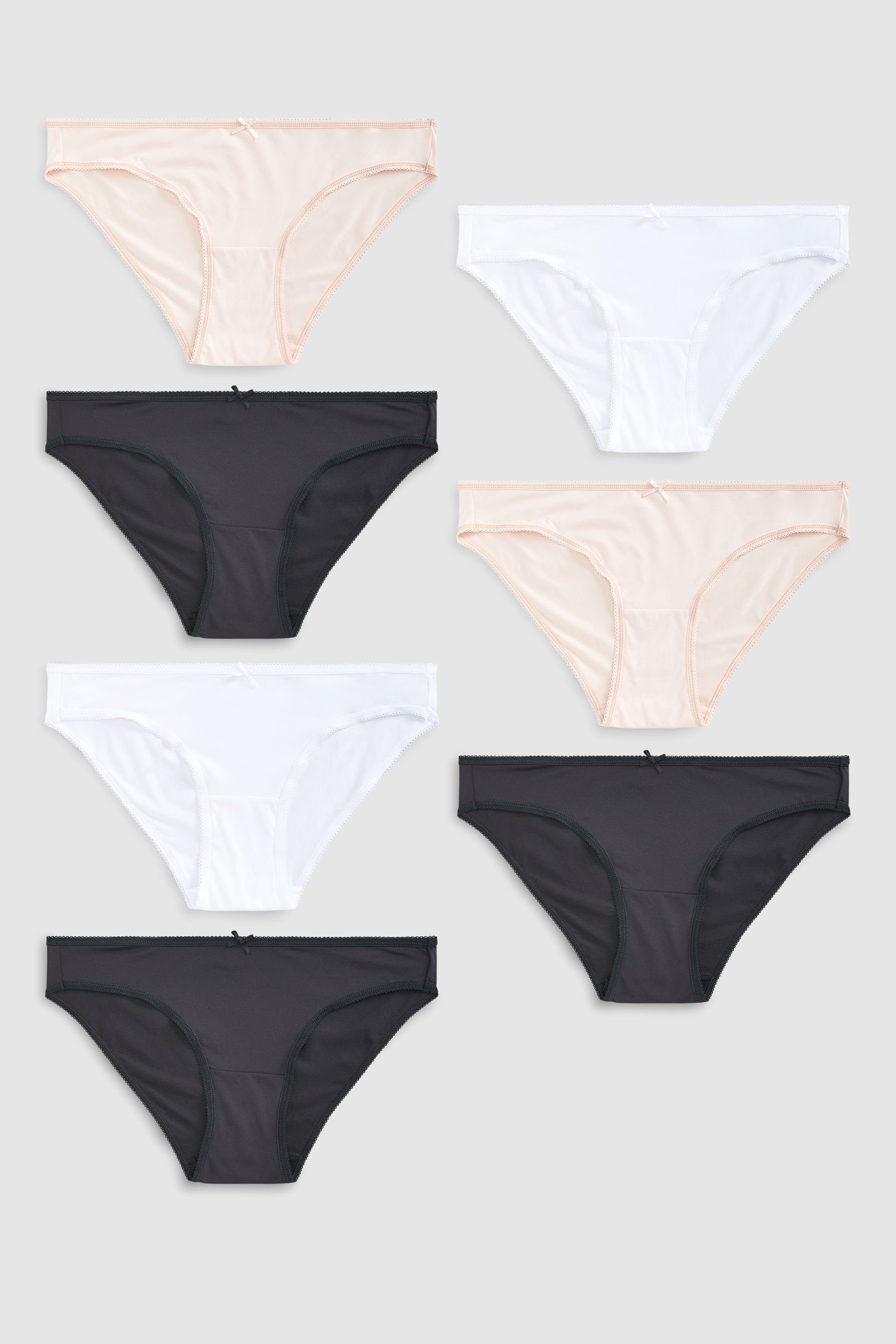 Next Bikinislip Slips aus Mikrofasern im 7er-Pack (7-St) Black/White/Nougat | Bikini-Slips