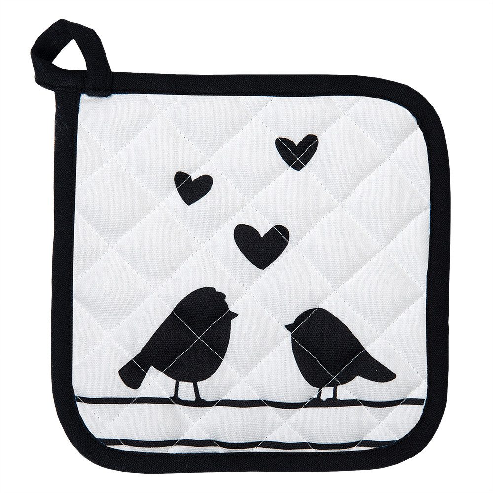 Clayre & Eef Topflappen Love birds, (2-tlg., 2-teilig), hitzebeständig wattiert Pfannen Untersetzer ca.20x20cm
