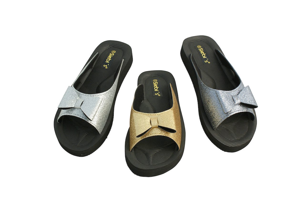 Siebi`s Siebi's BEACH GLITTER Luxus Badeschuhe Pantoletten Damen Schlappen
