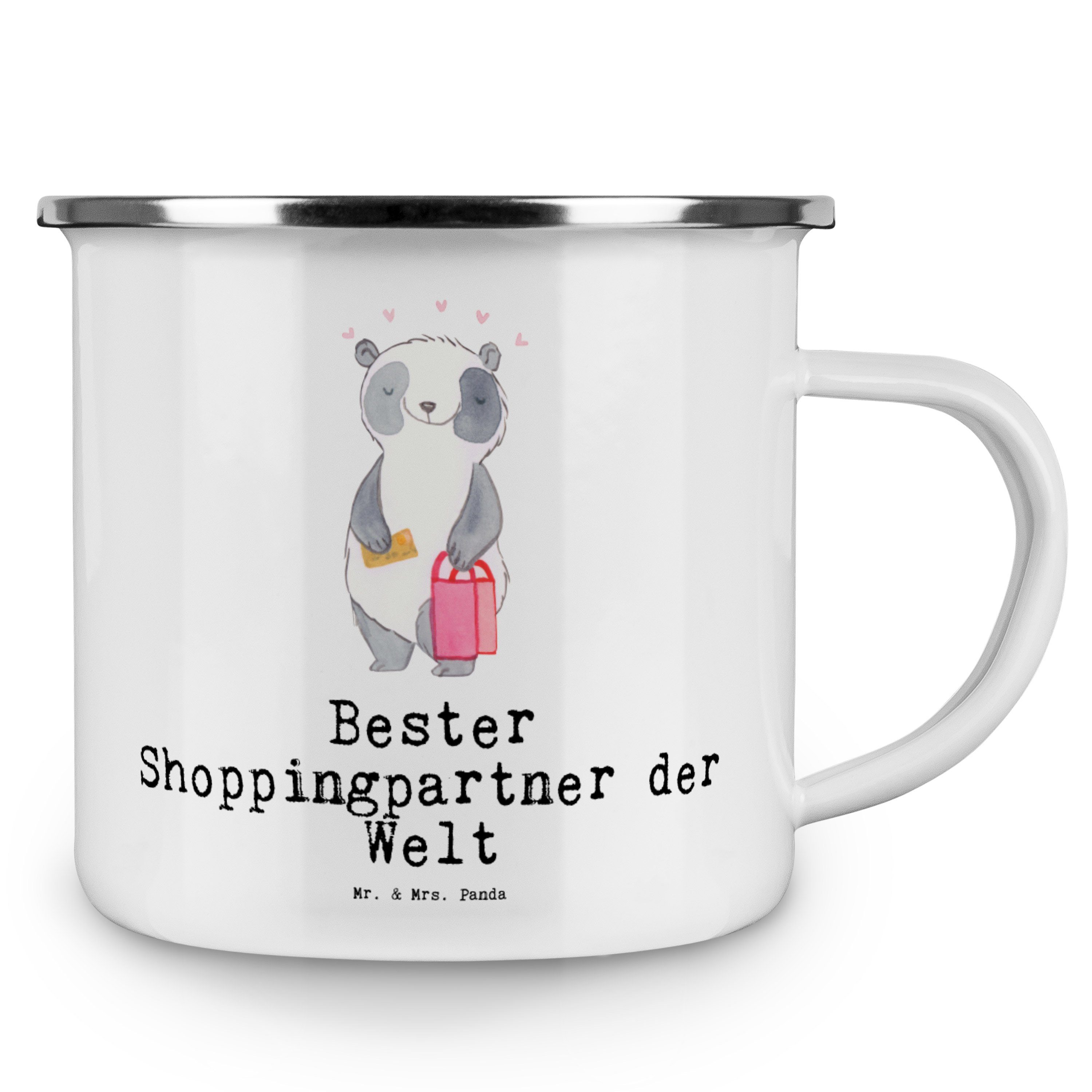 Mr. & Mrs. - Shoppingpartner Panda Welt der Panda Geschenk, Emaille - Bester Weiß Geburtstagsg, Becher