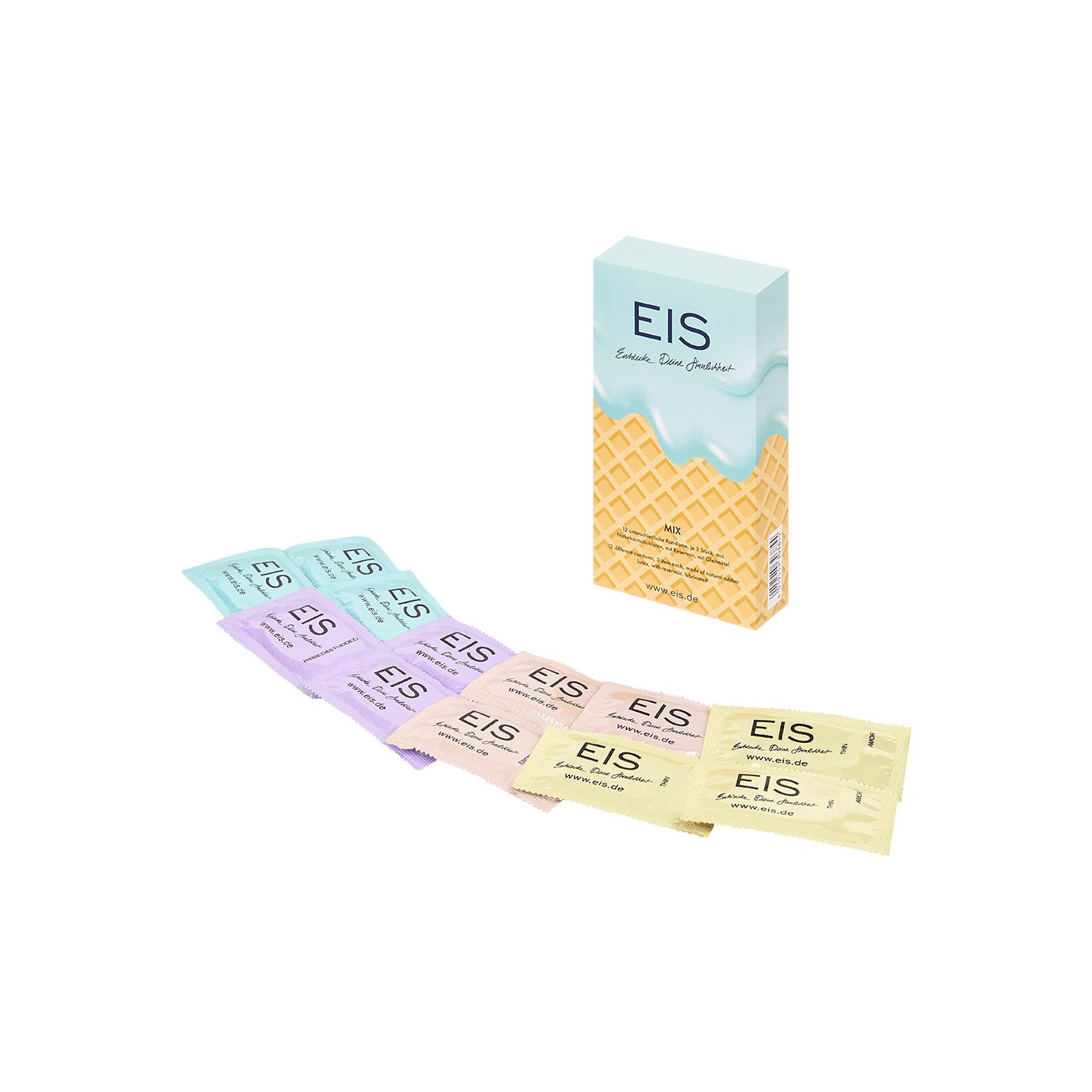 St., 12Stück, 12 Mix', Kondome EIS Markenkondome 53mm, Naturkautschuklatex