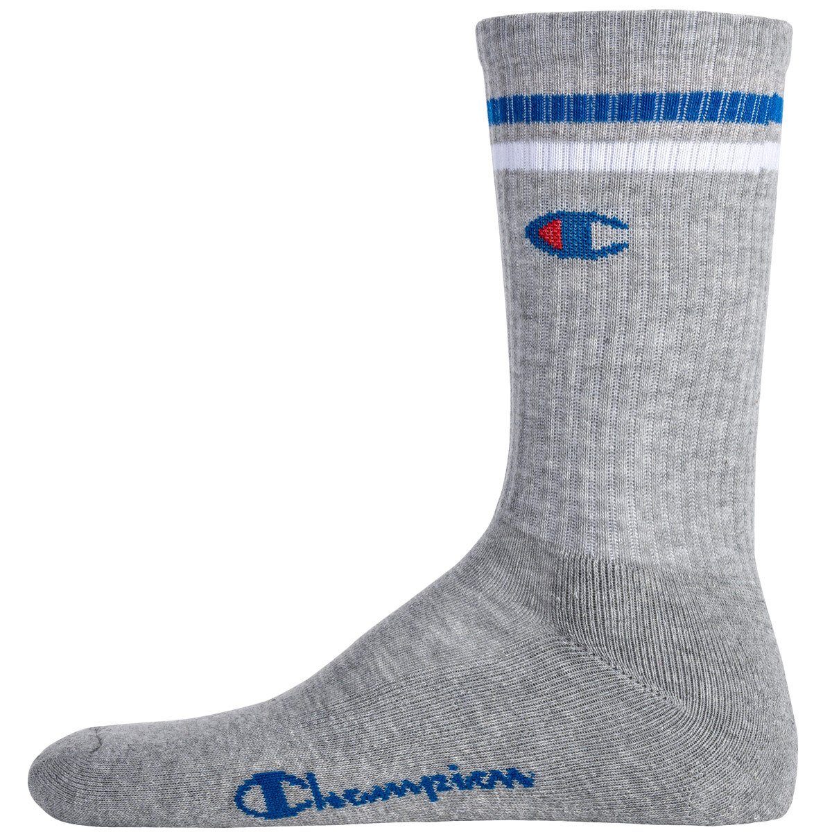 3 Socken, Kurzsocken Champion Socken, Logo Paar Unisex - Blau/Weiß/Grau Crew