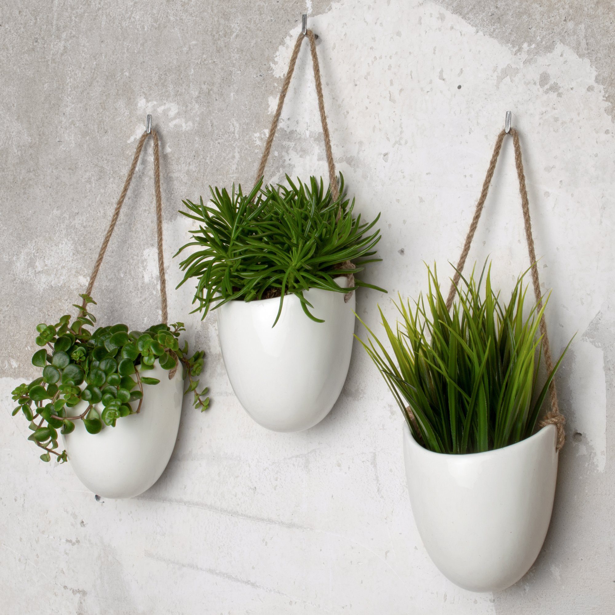 KAZAI. Blumentopf Keramik Wandvasen (Set, aus 3 Töpfen inkl