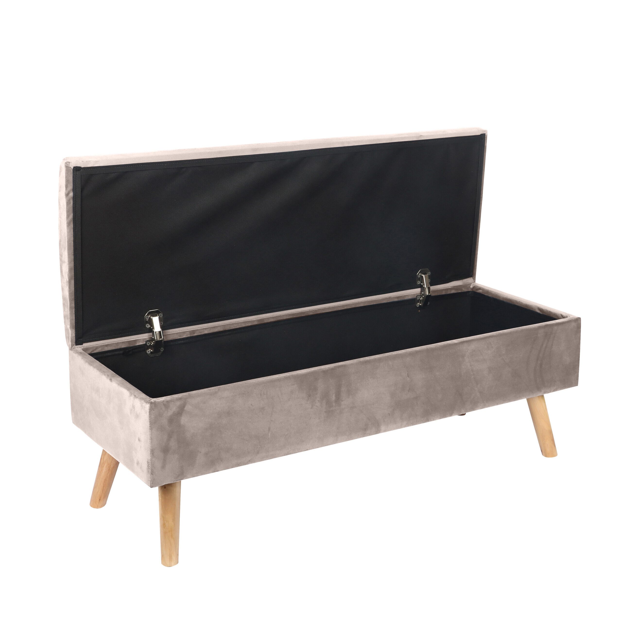 relaxdays Truhenbank Sitzbank Samt mit Stauraum, Creme