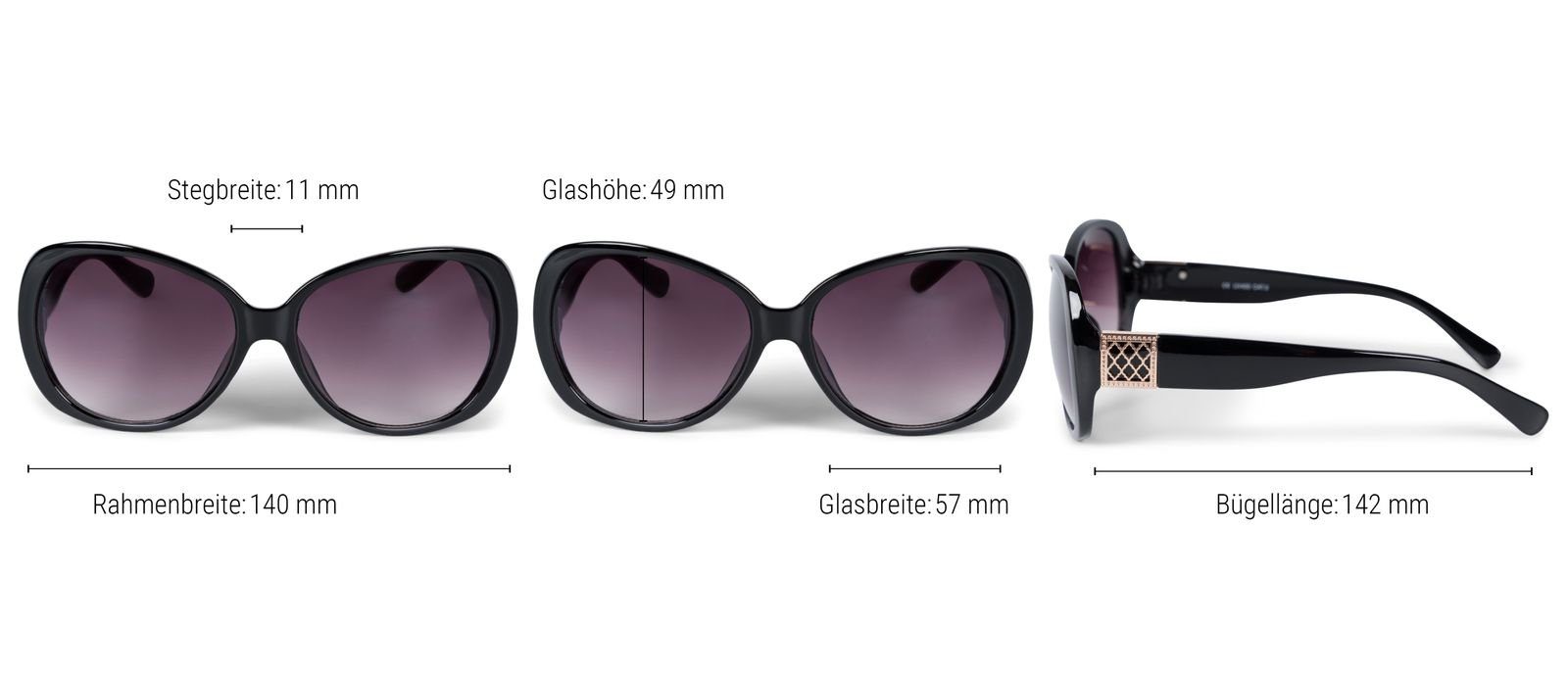 Sonnenbrille styleBREAKER (1-St) Verlauf Schwarz Glas / Getönt Gestell Grau