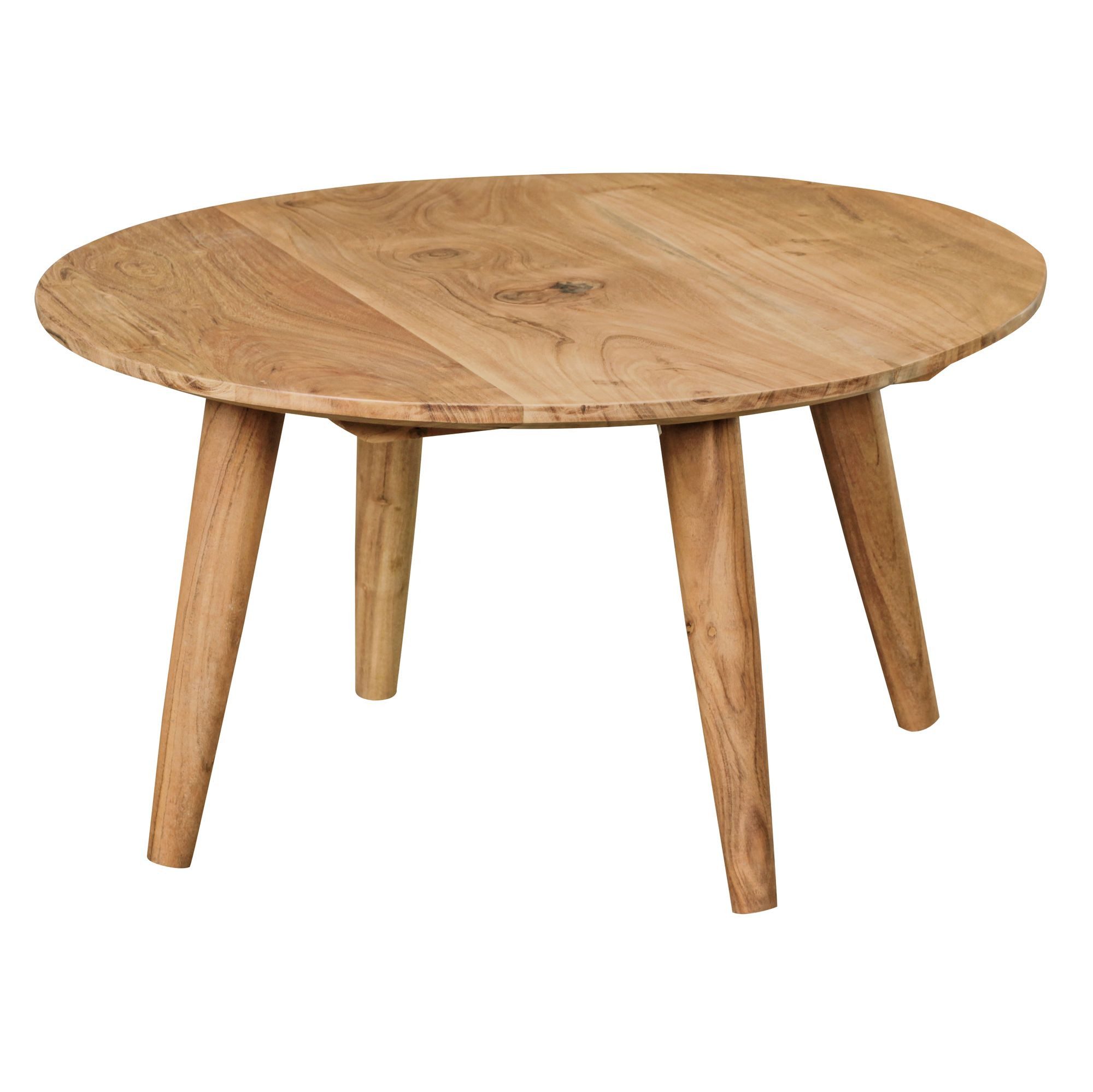 KADIMA DESIGN Couchtisch Couchtisch BOHA Massivholz Akazie (Beistelltisch mit 4 Beinen im Landhausstil), Wohnzimmertisch rund Ø75 x 40 cm